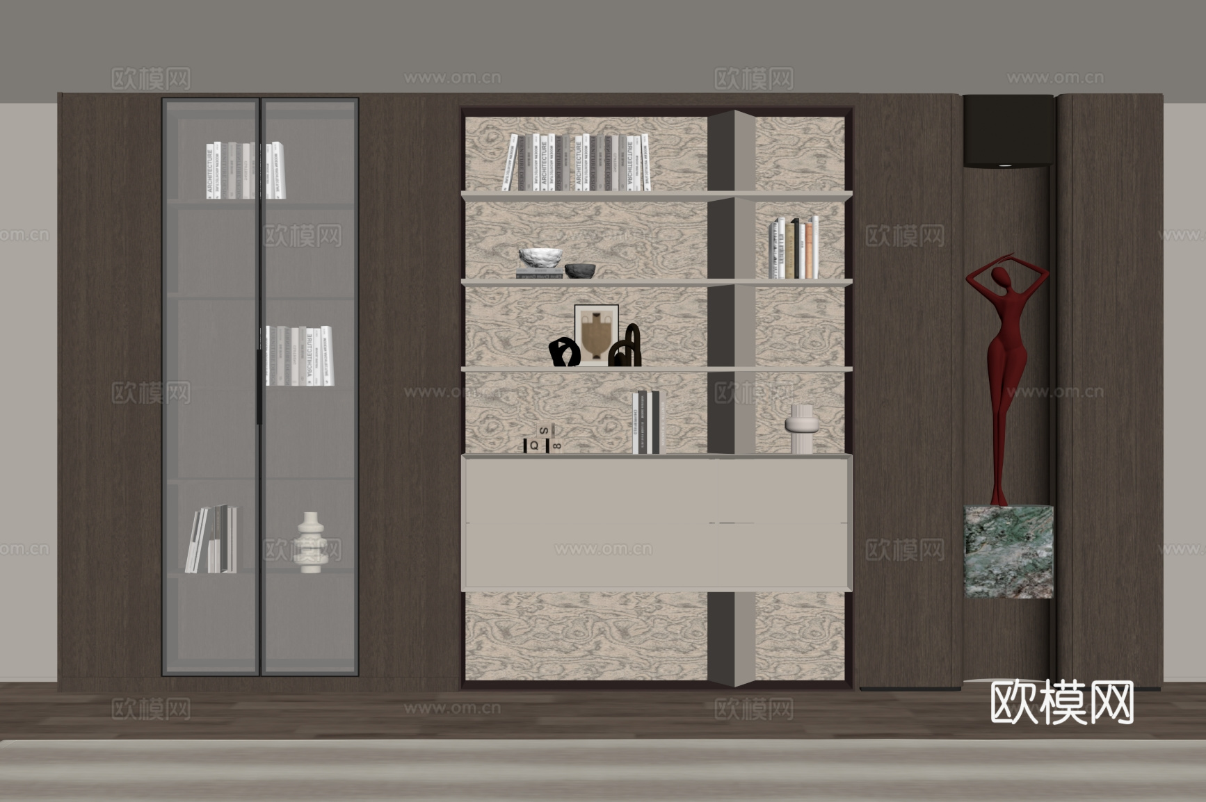 现代简约书柜su模型