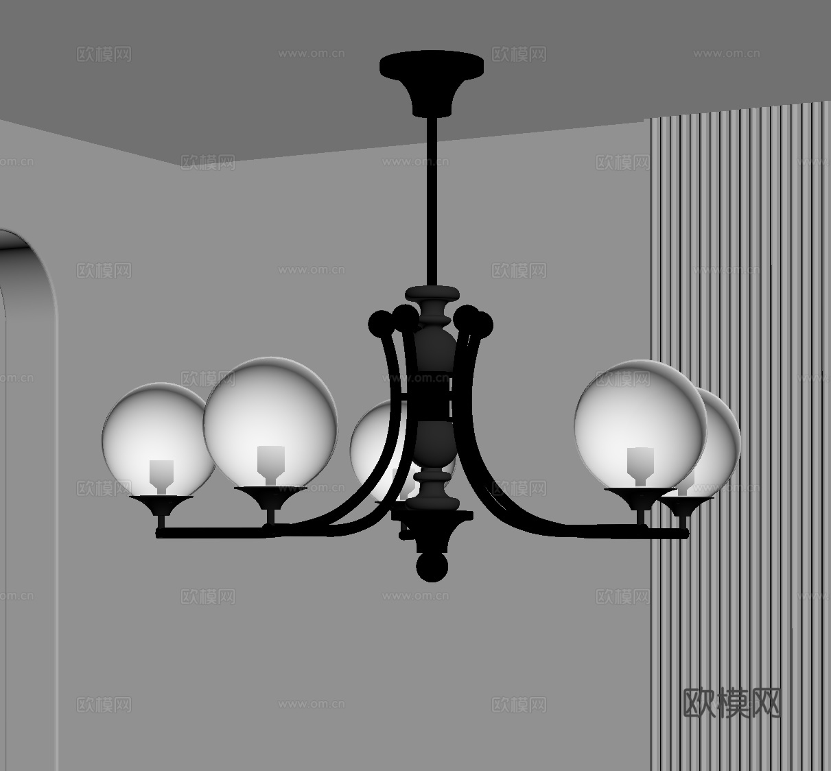 现代意式吊灯 多头吊灯su模型