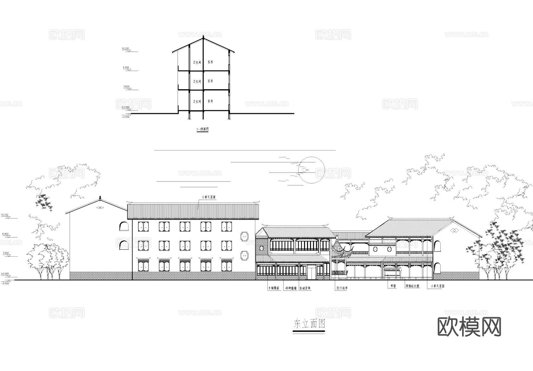 民宿客栈建筑CAD施工图cad施工图
