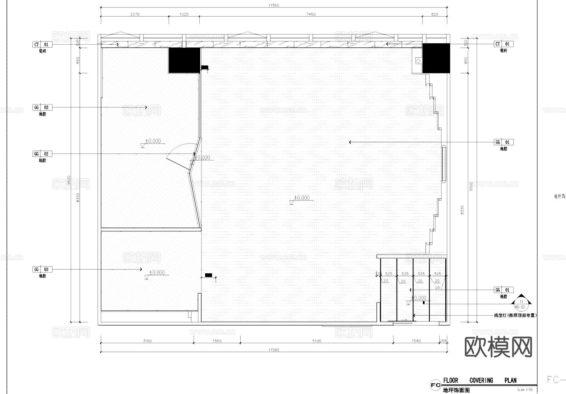 汉京国际16J服装工作室直播间室内工装CAD施工图cad施工图