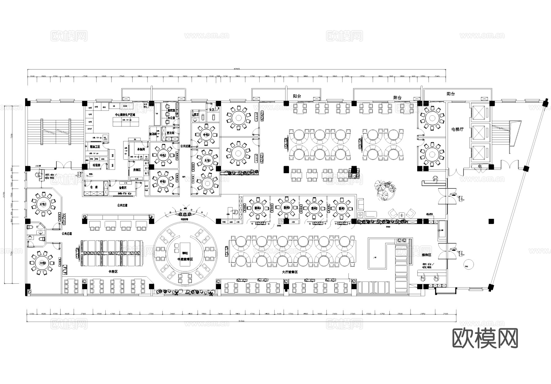 餐厅饭店厨房室内工装平面图CAD施工图cad施工图