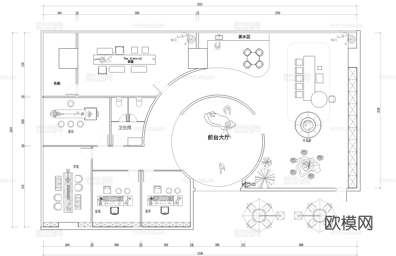 茶楼 茶馆  最新平面施工图合集cad施工图