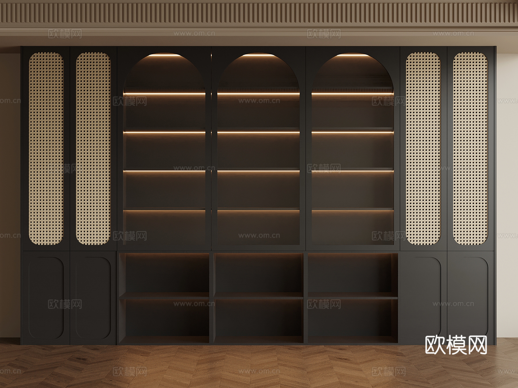法式书柜su模型