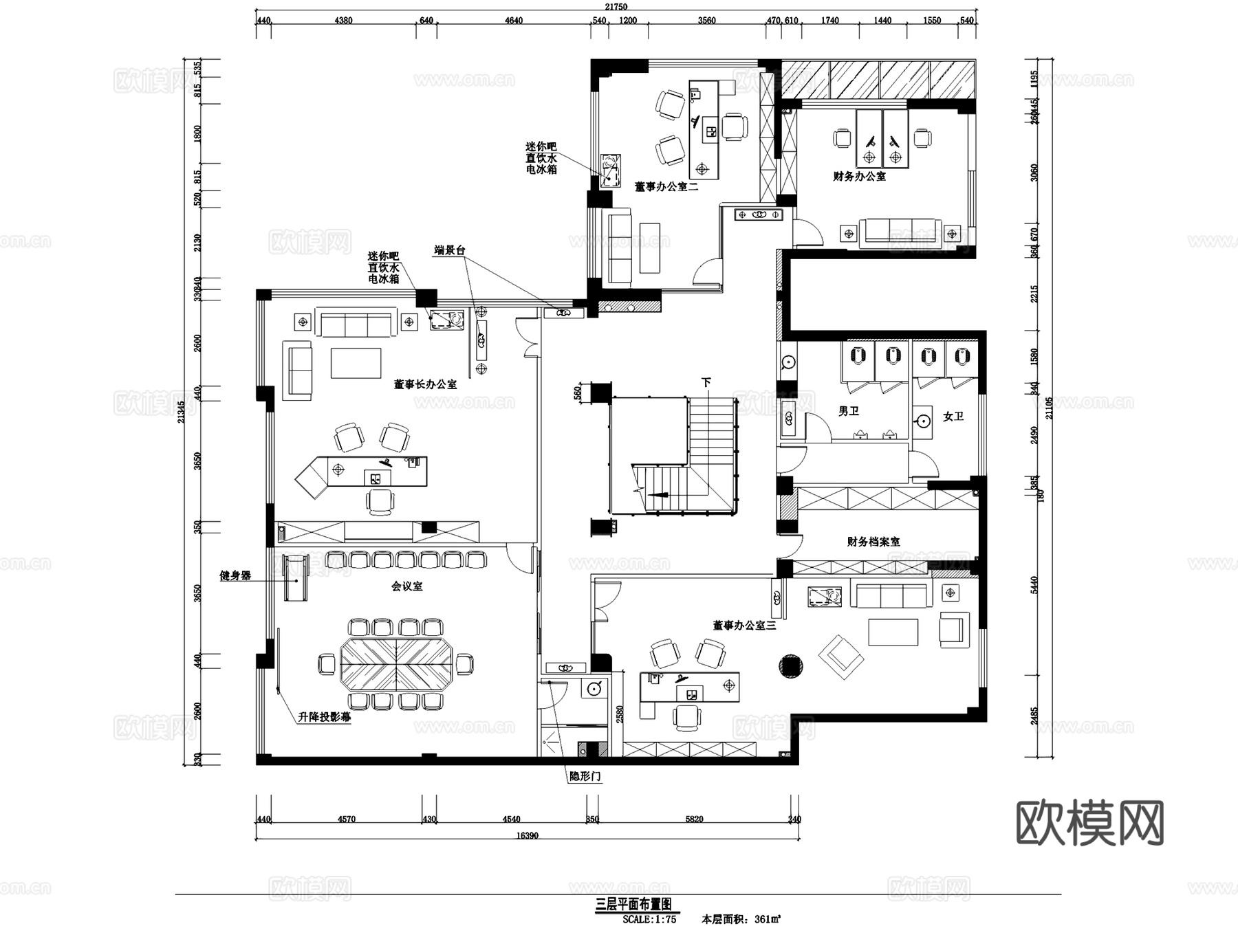 福建长乐万业地产总部办公室售楼处室内工装CAD施工图cad施工图