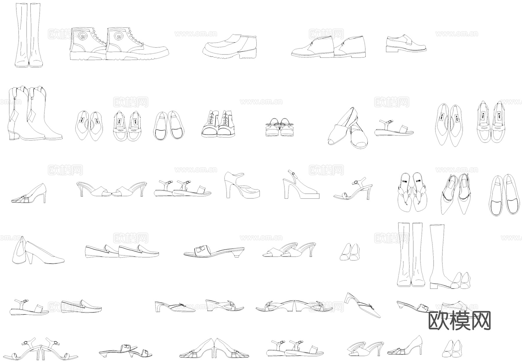 衣服箱包帽子鞋子饰品服装模特CAD图块图库cad施工图