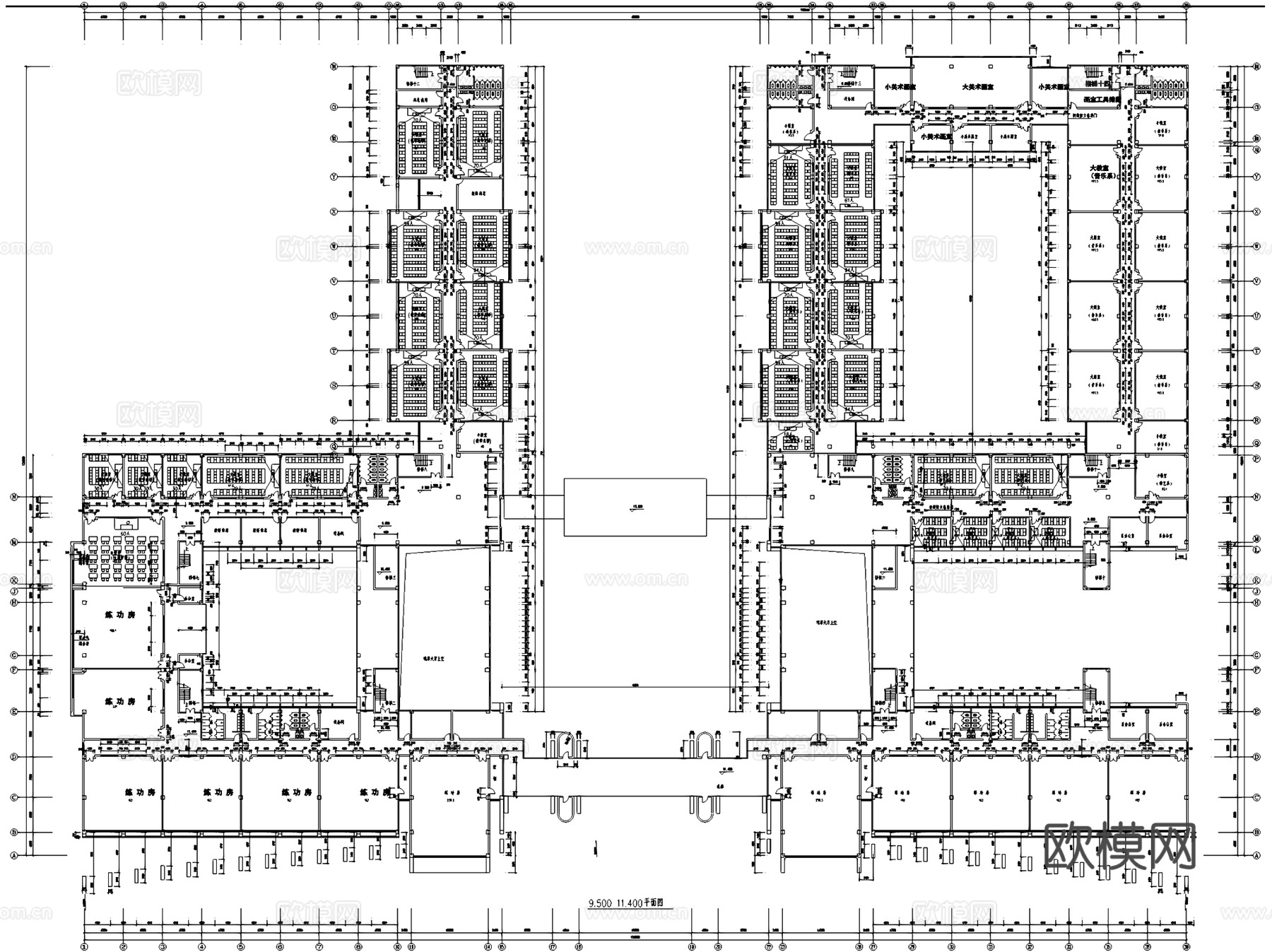 安徽职业艺术学校教学楼建筑CAD施工图cad施工图