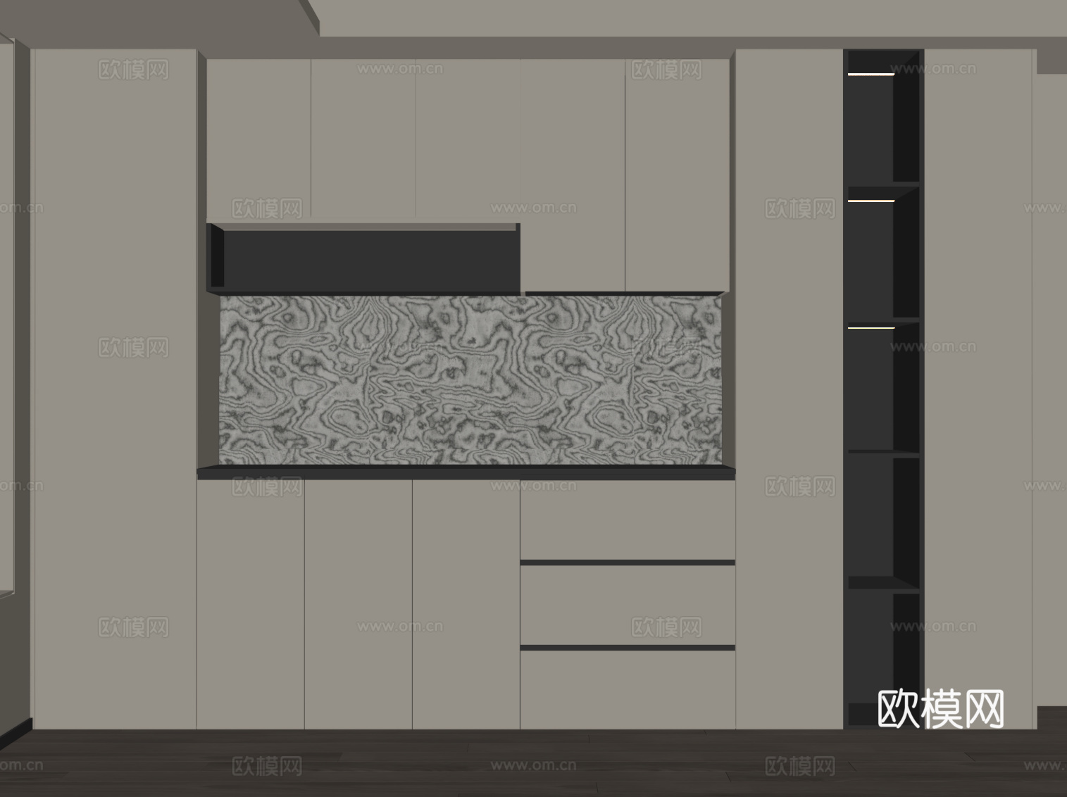 现代备餐柜su模型