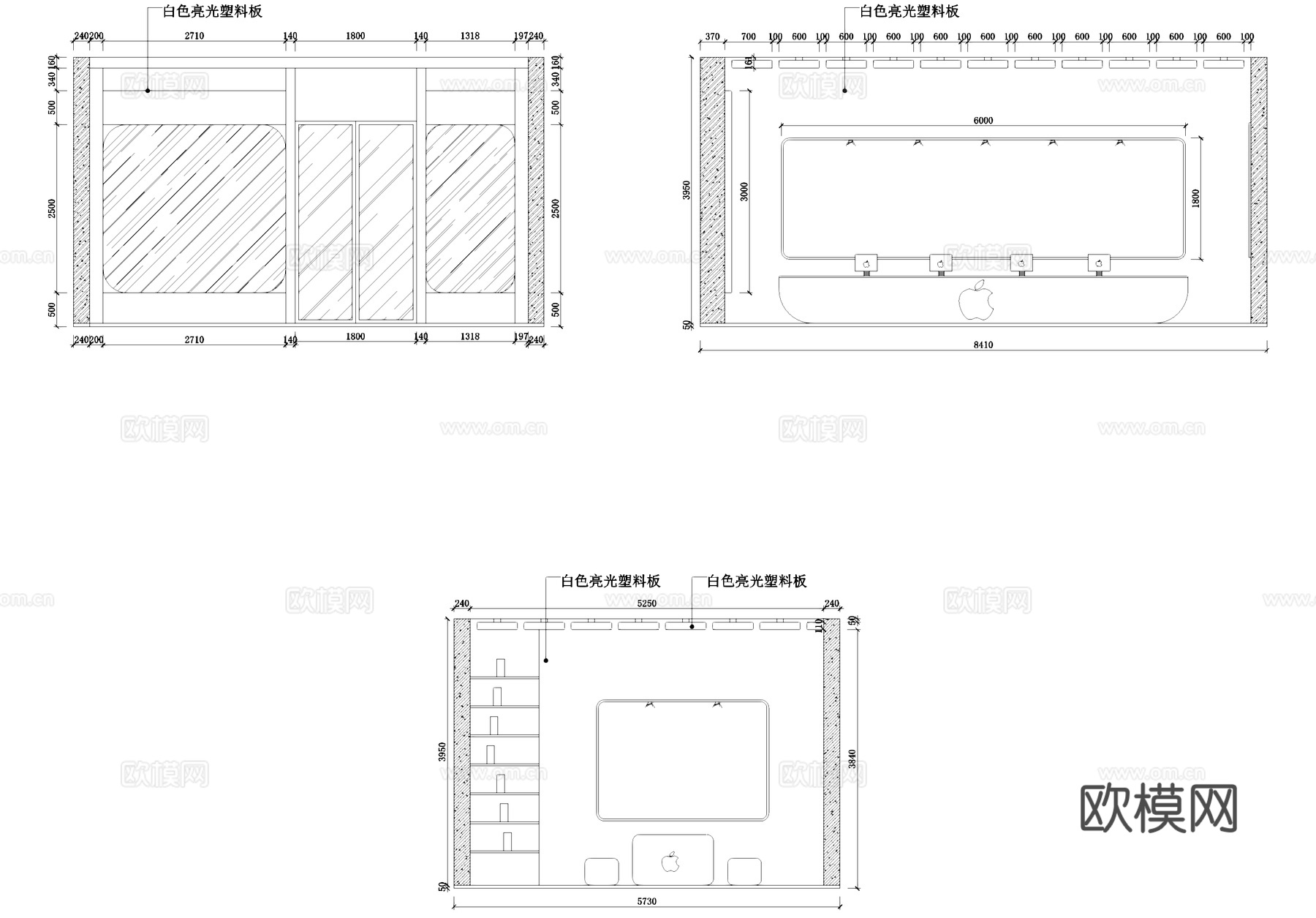 苹果旗舰店室内工装CAD施工图cad施工图