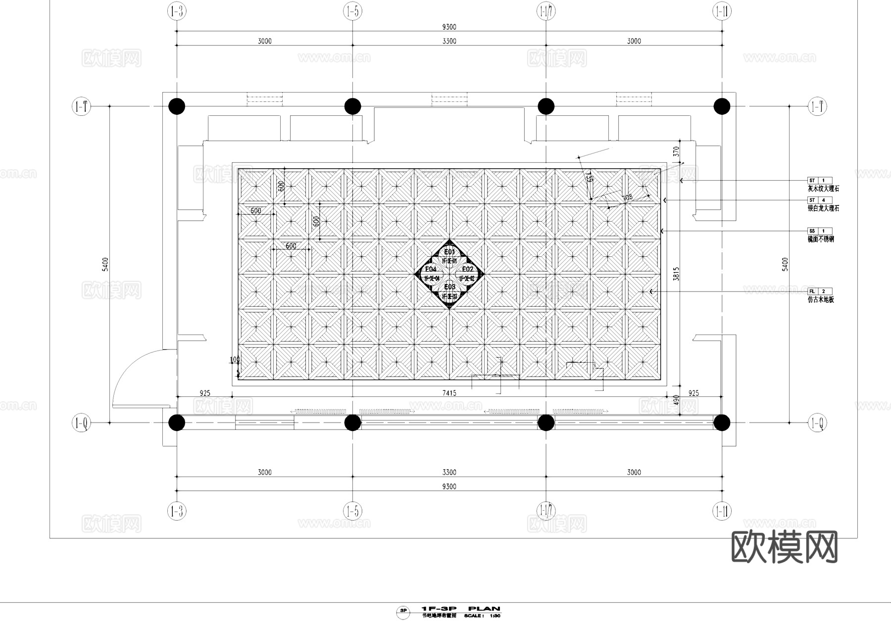 会所图书吧书房室内CAD施工图cad施工图