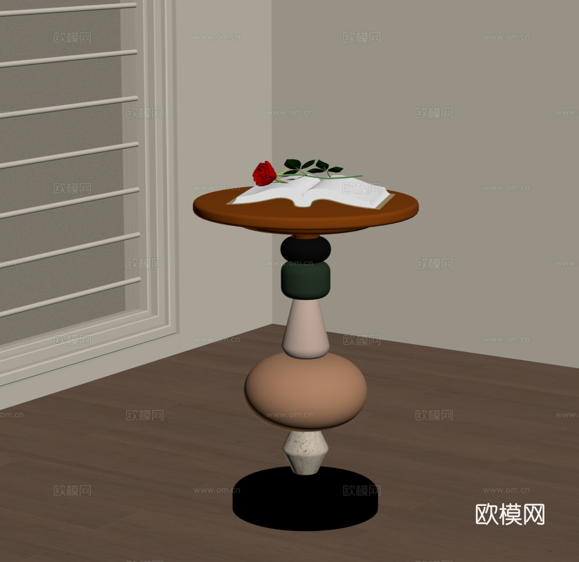 现代极简边几 简约彩色边几su模型