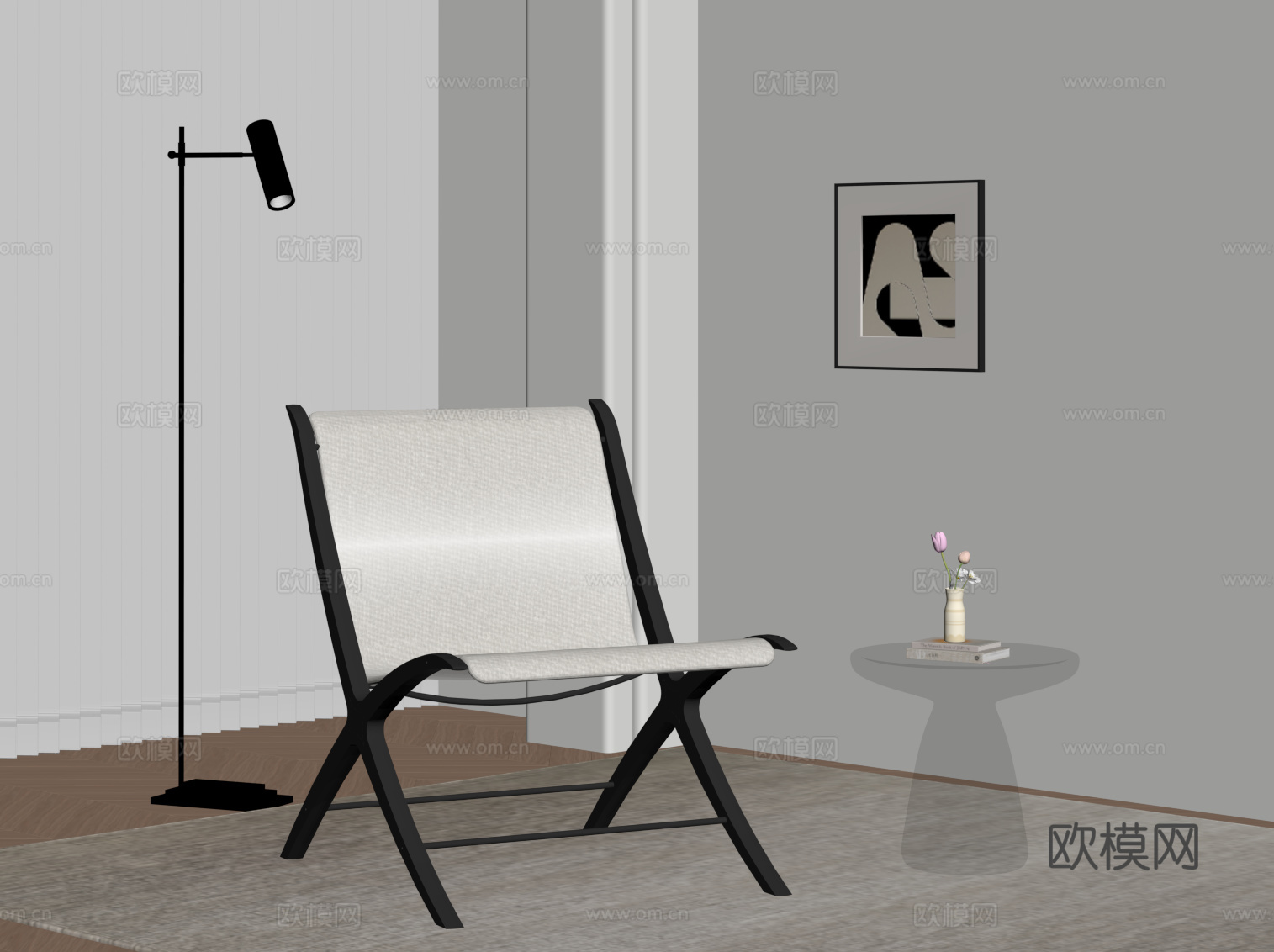 现代双人沙发 布艺休闲沙发su模型