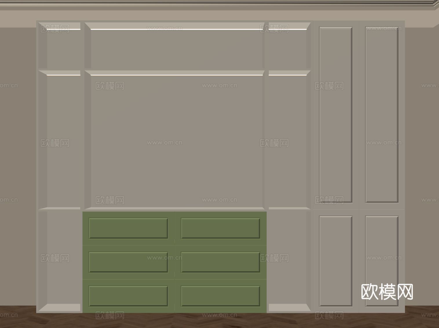 法式奶油风书柜su模型