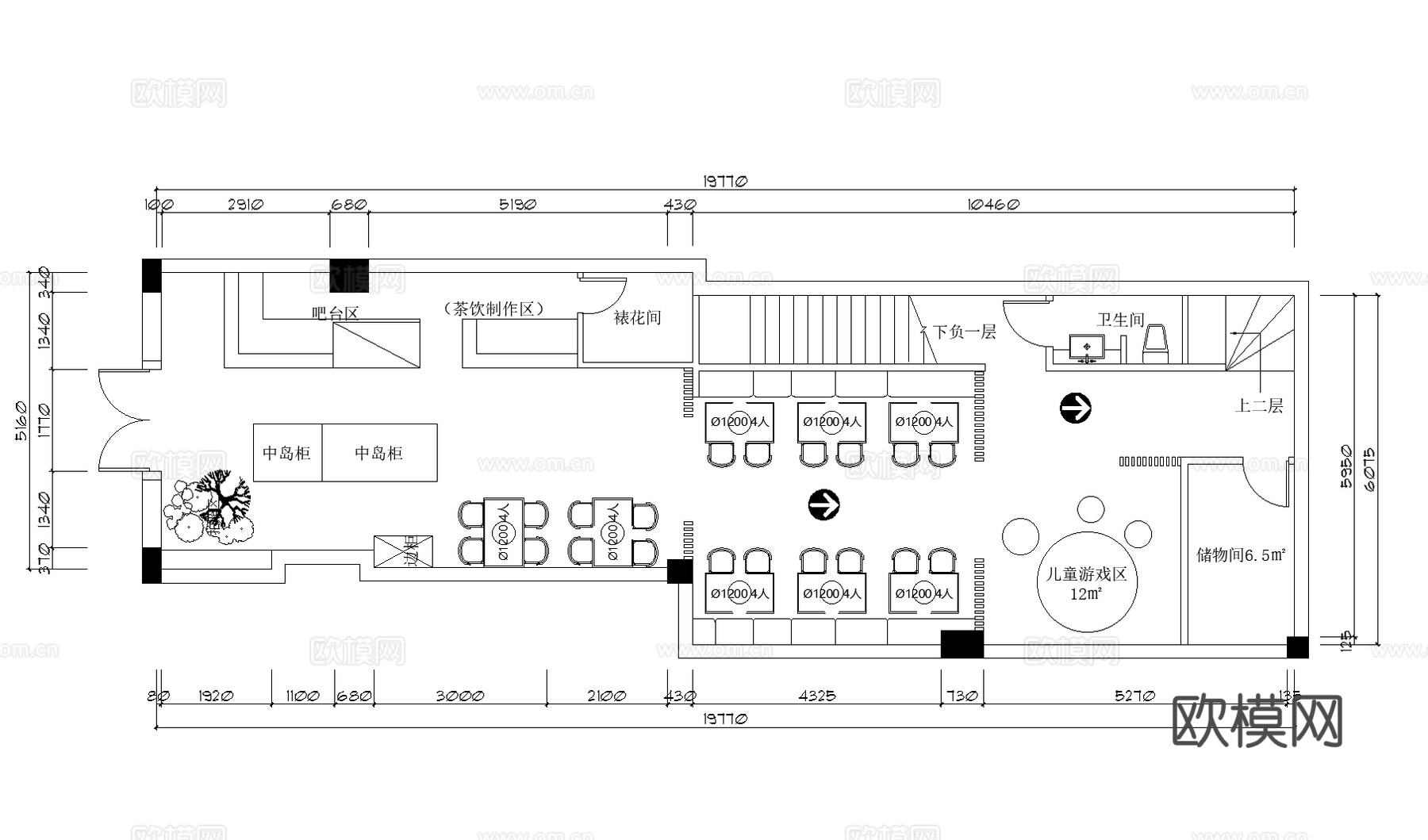 8套现代甜品店现代奶茶店现代咖啡店现代糕点店cad施工图