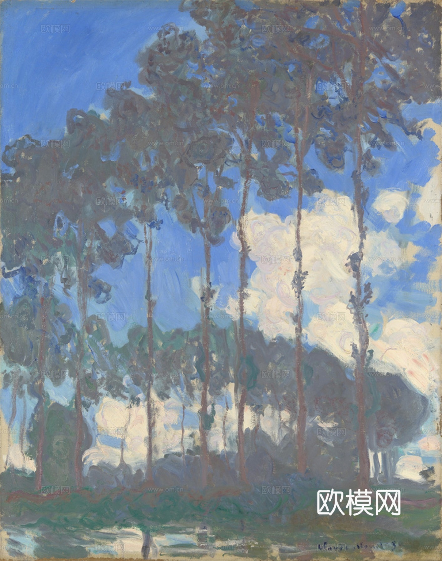 莫奈印象派绘画作品，世界经典名画60Poplars on t