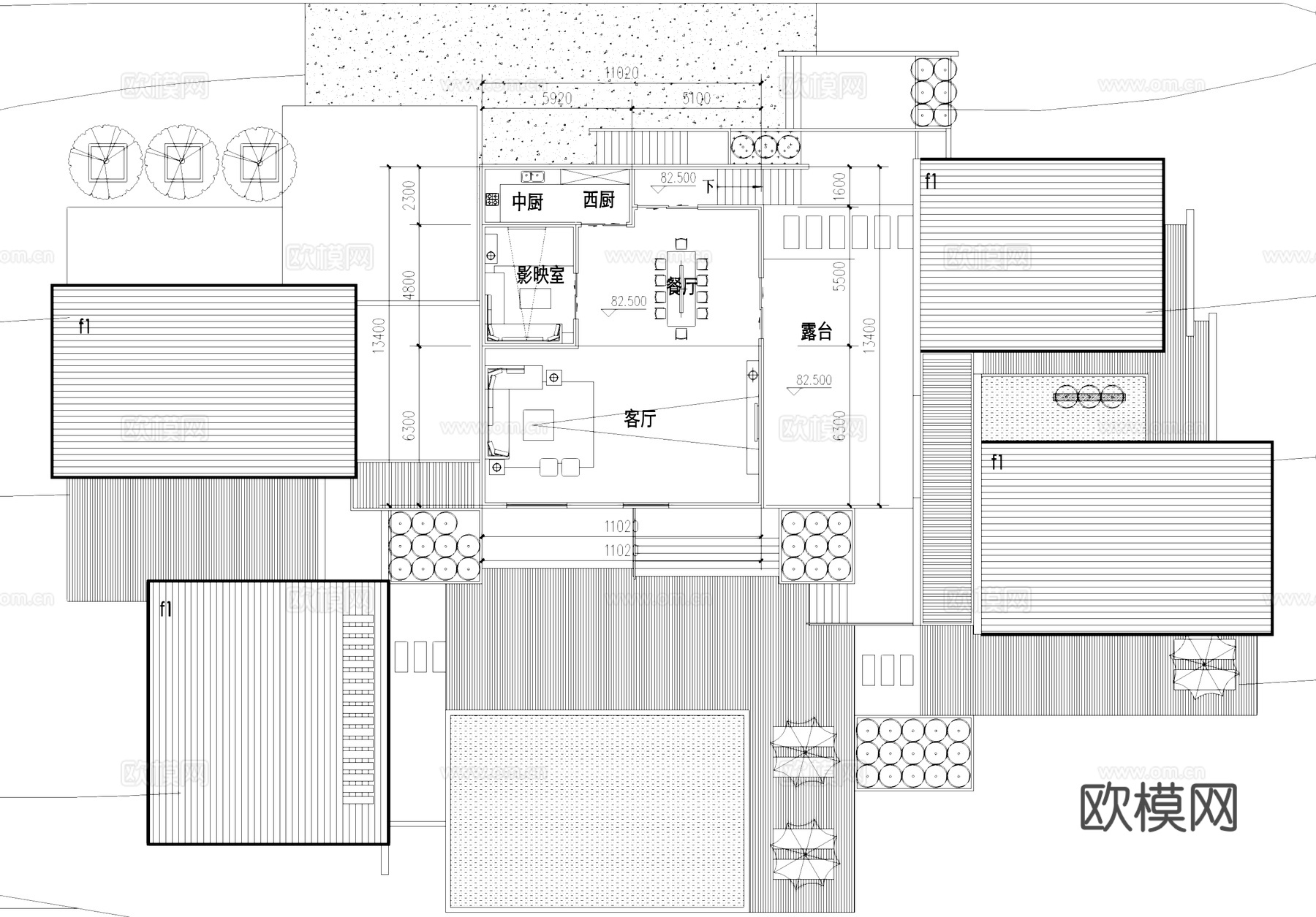 山地民宿别墅建筑平剖面CAD施工图cad施工图