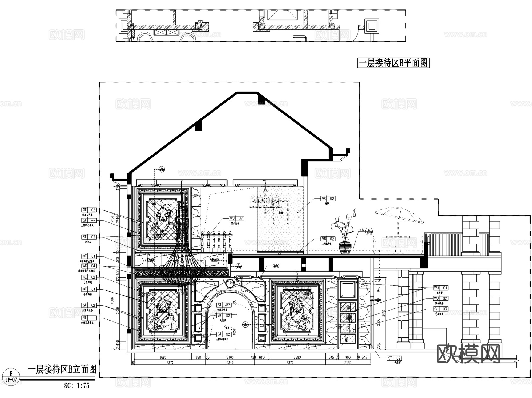 十二橡树庄园售楼处室内工装CAD施工图整套cad施工图