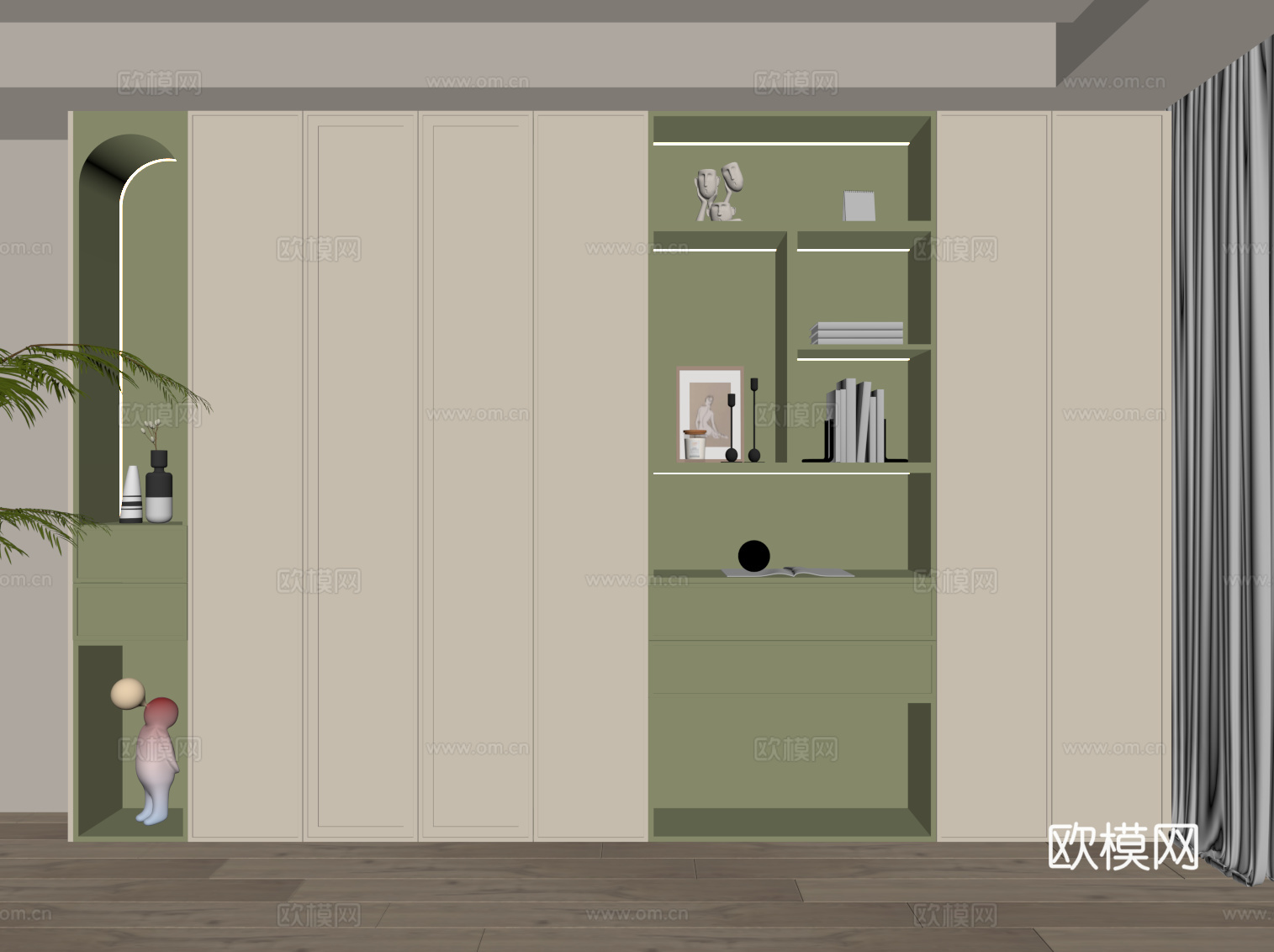 法式奶油风置物柜su模型