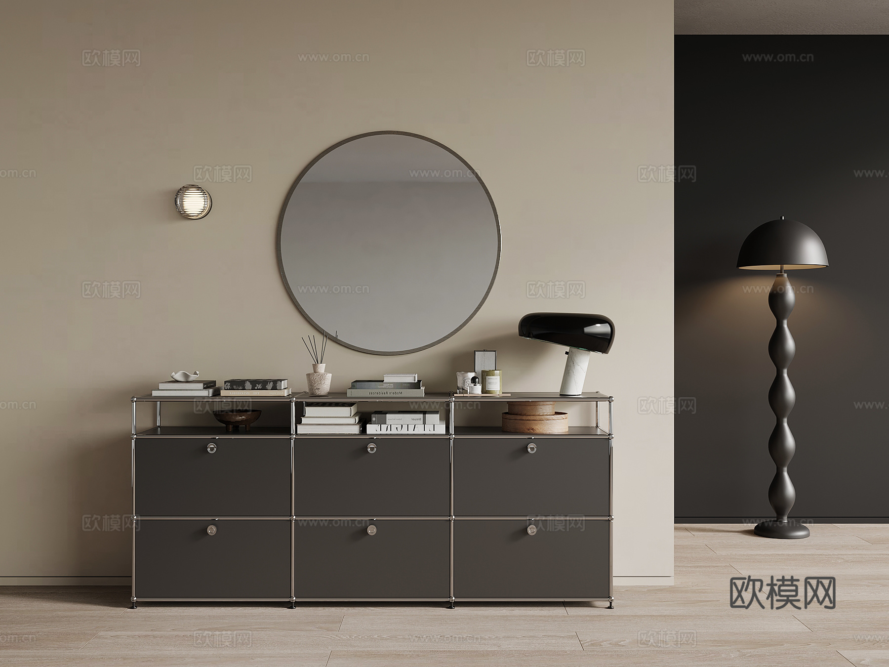 现代玄关柜 置物架 装饰架3d模型下载