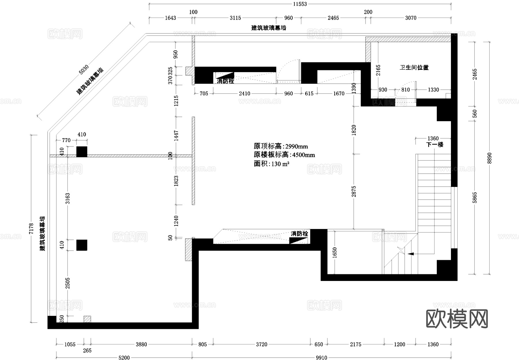 眼视光中心眼科诊所室内工装平面图CAD施工图cad施工图