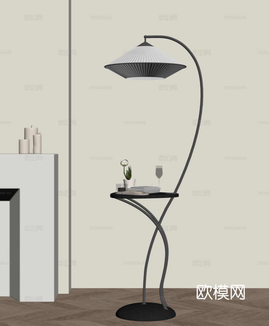 现代意式落地灯 金属落地灯su模型