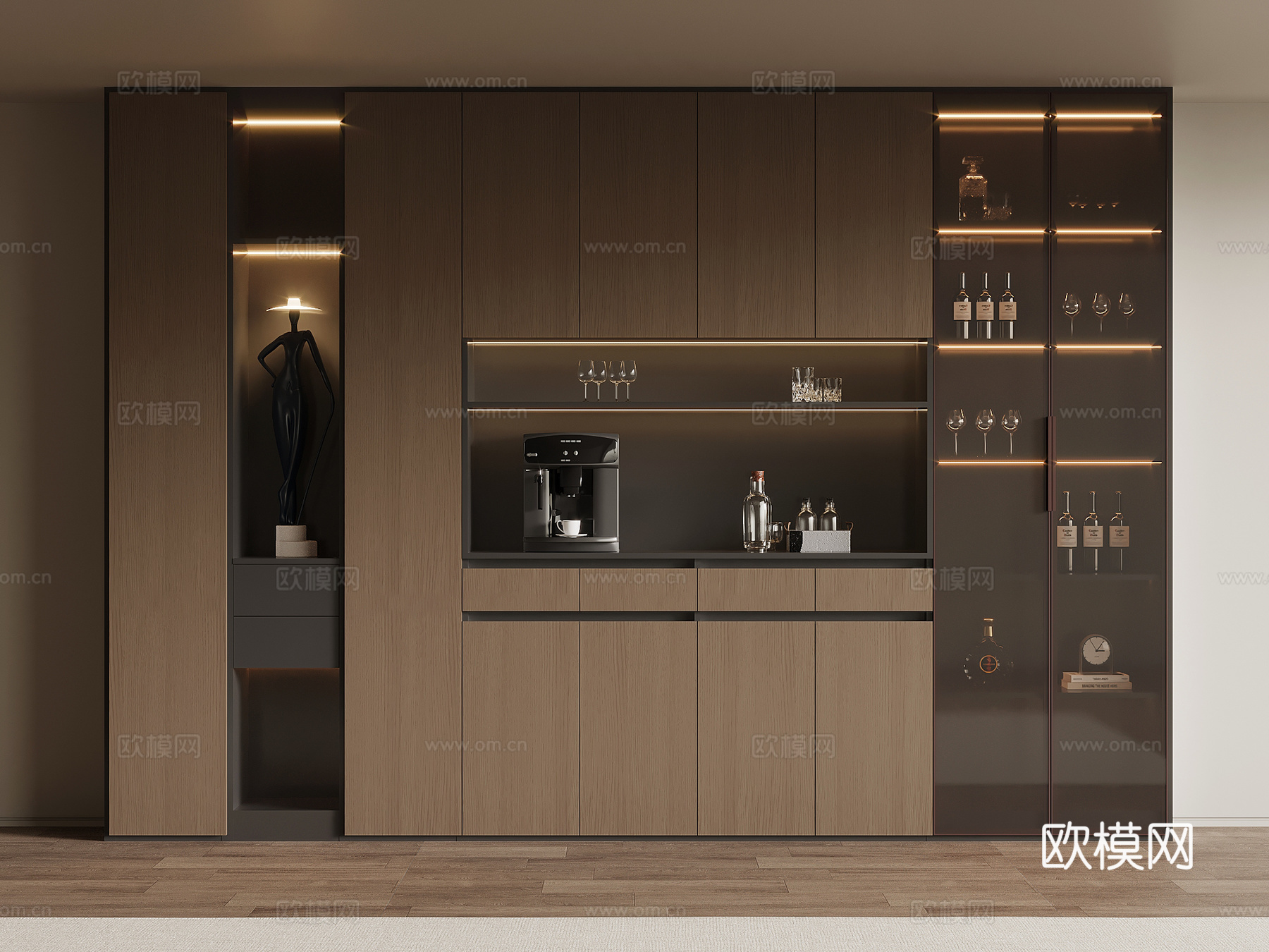 现代意式酒柜 餐边柜su模型