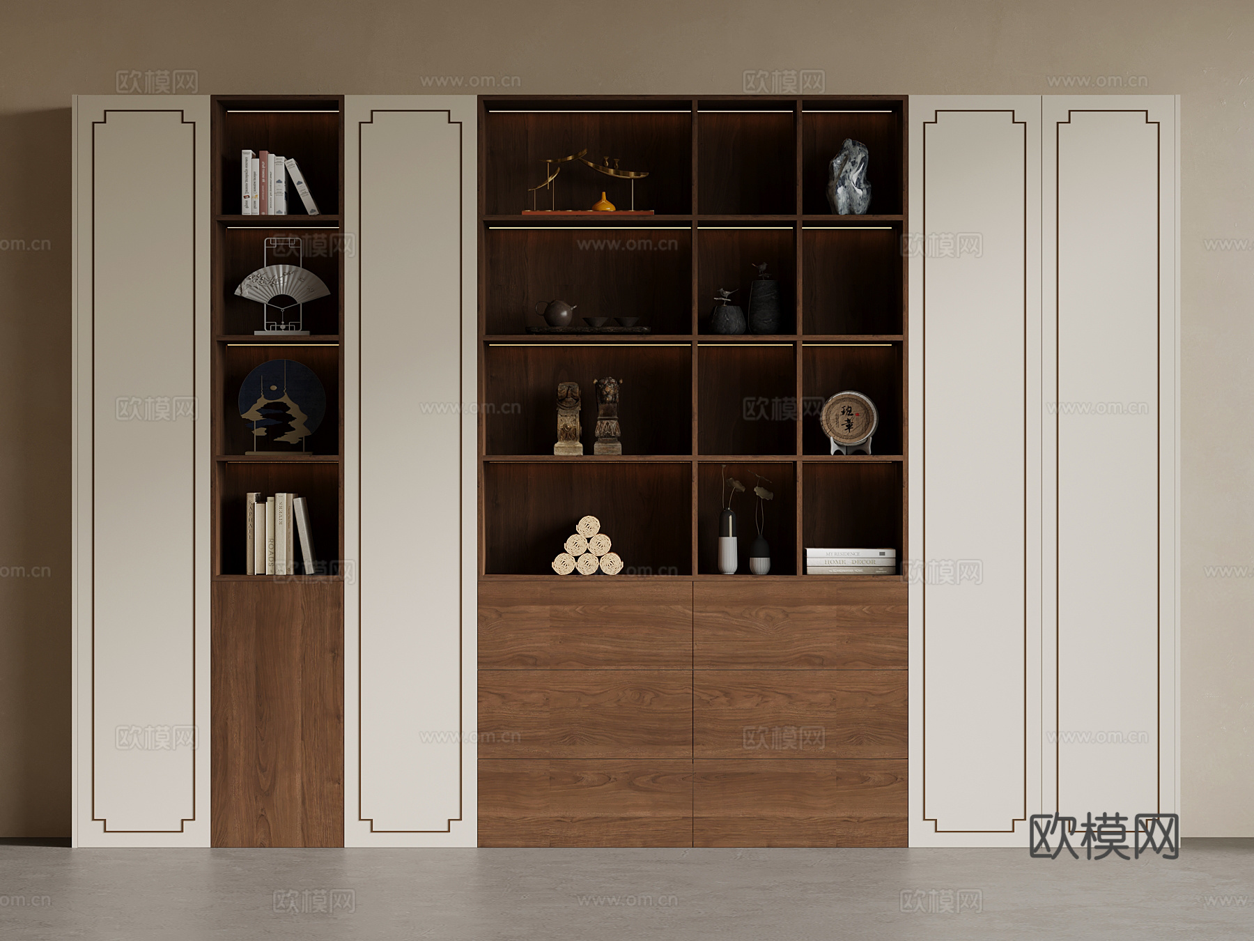 新中式书柜su模型