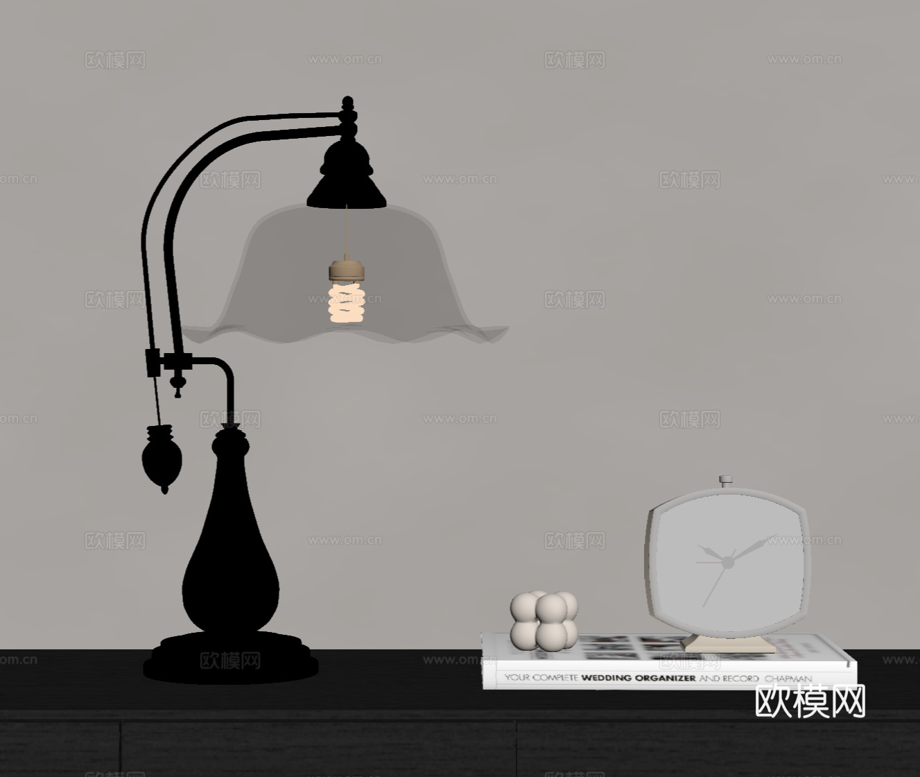 法式复古台灯 金属台灯su模型