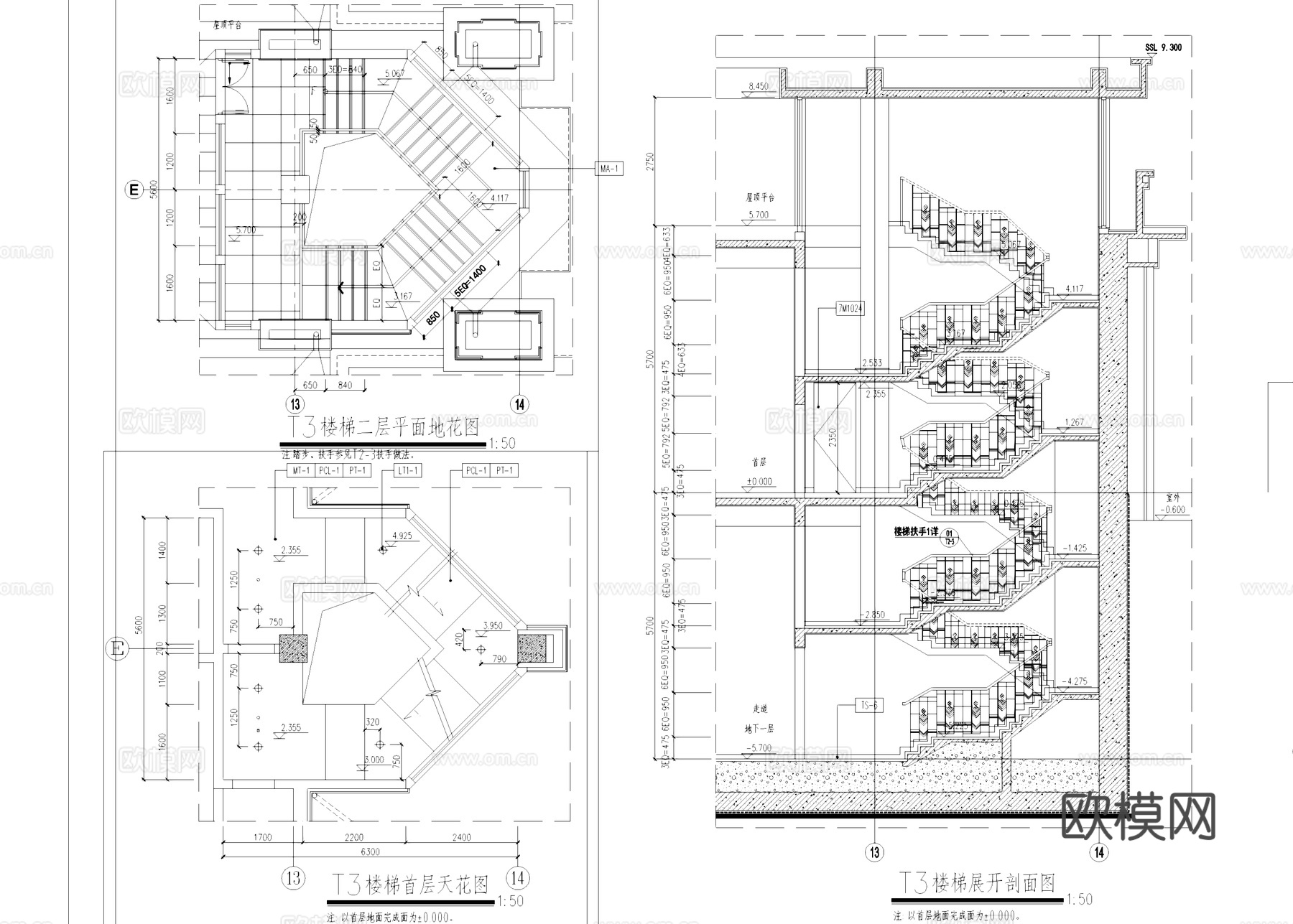 旋转楼梯CAD施工图cad施工图