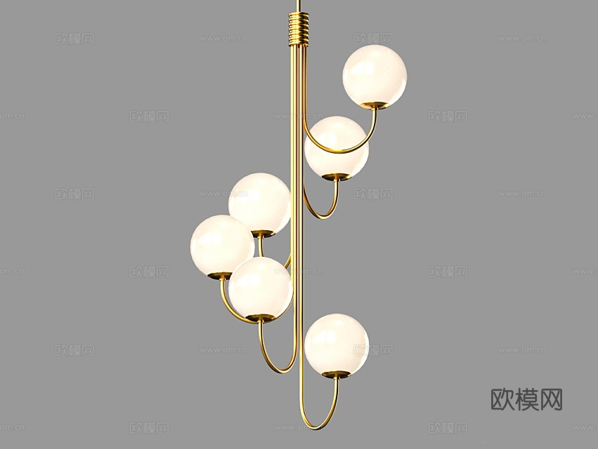 LampsShop 轻奢多头吊灯3d模型下载（渲染图2）