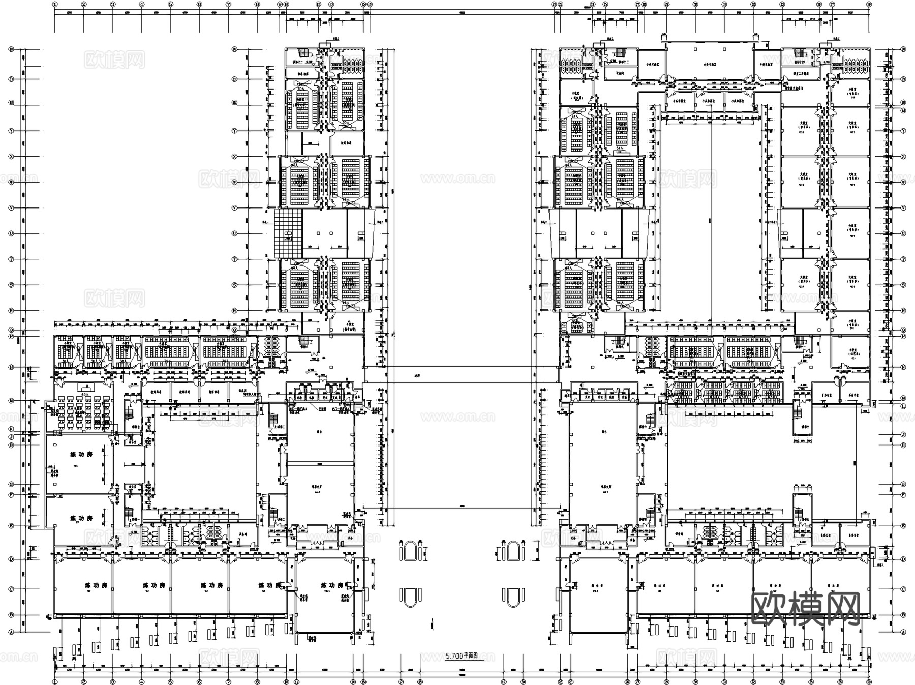 安徽职业艺术学校教学楼建筑CAD施工图cad施工图