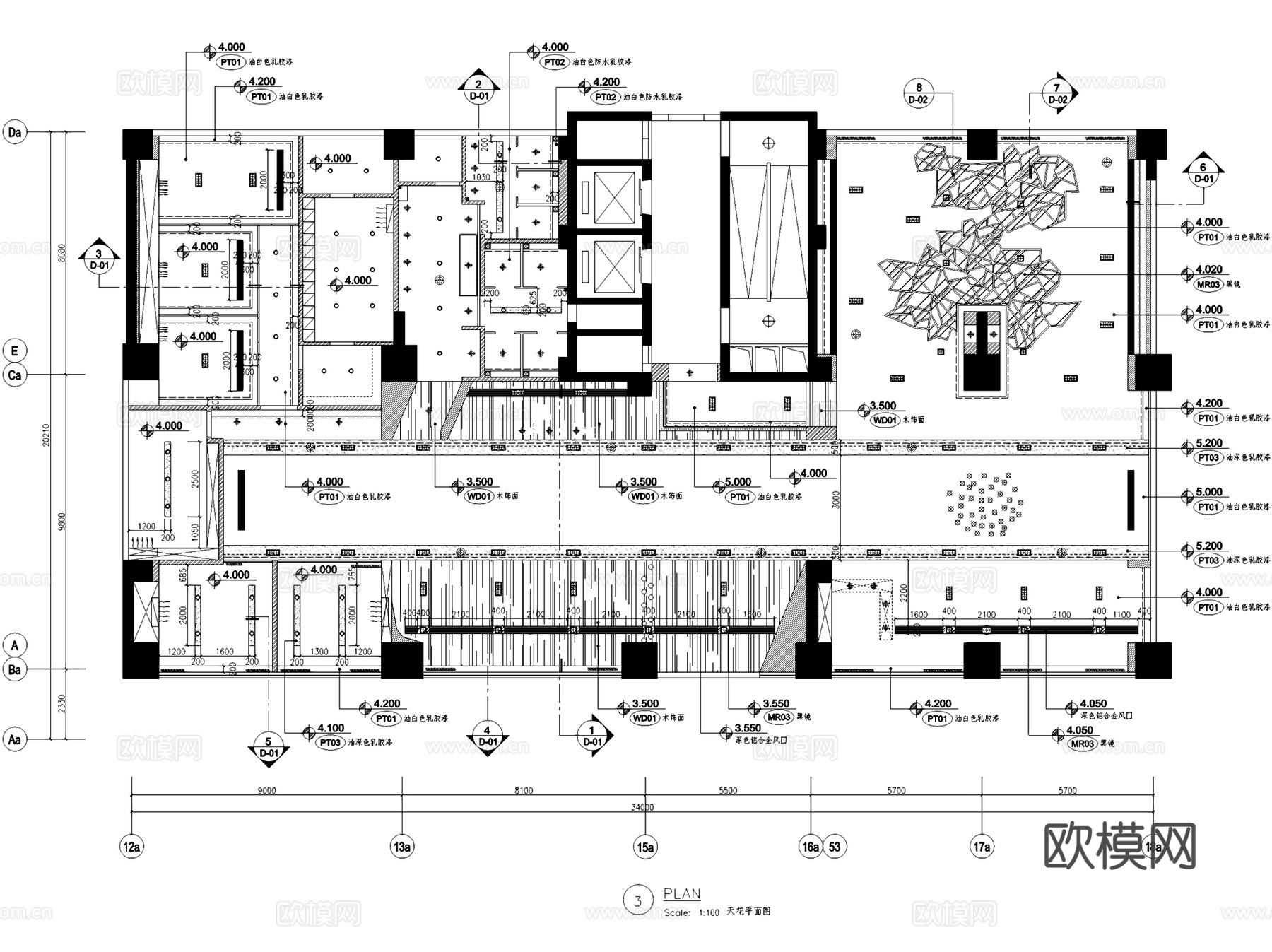 四洲蜜方售楼处接待中心室内工装CAD施工图cad施工图