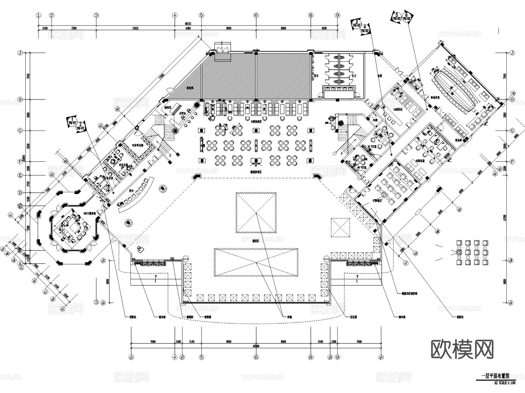 福州名城国际营销中心售楼处室内工装CAD施工图cad施工图