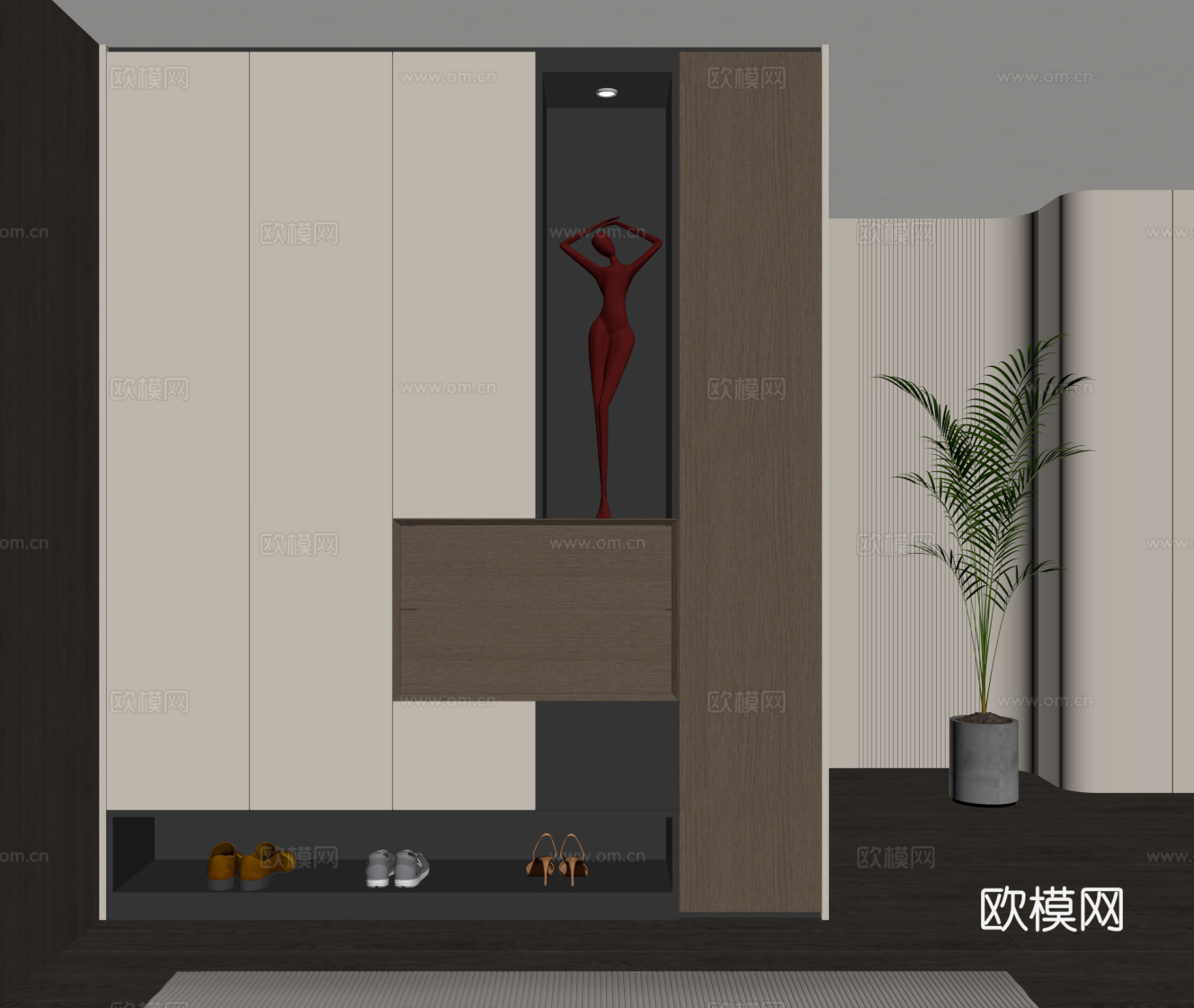 现代意式玄关柜 鞋柜su模型