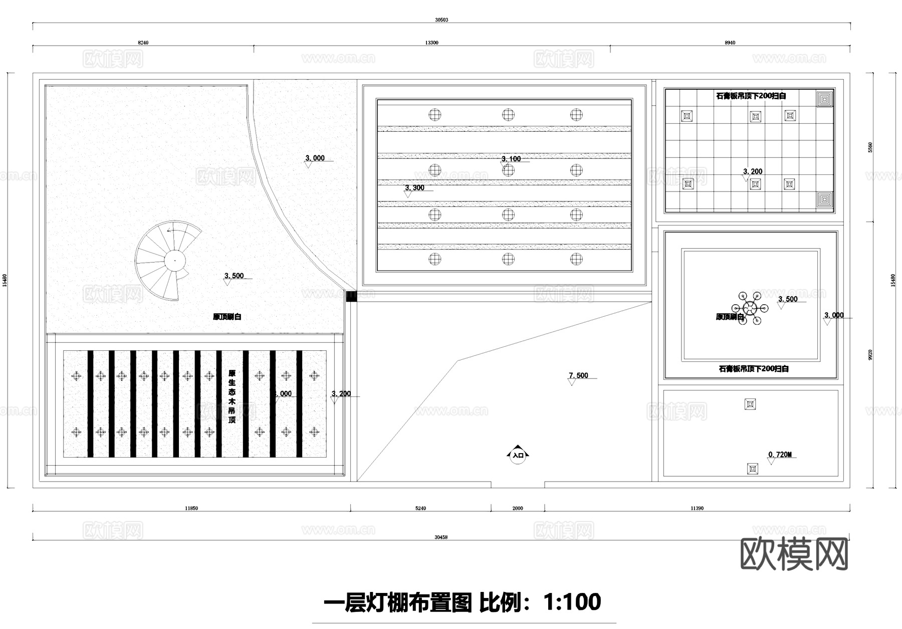 二层休闲书吧室内工装CAD施工图cad施工图