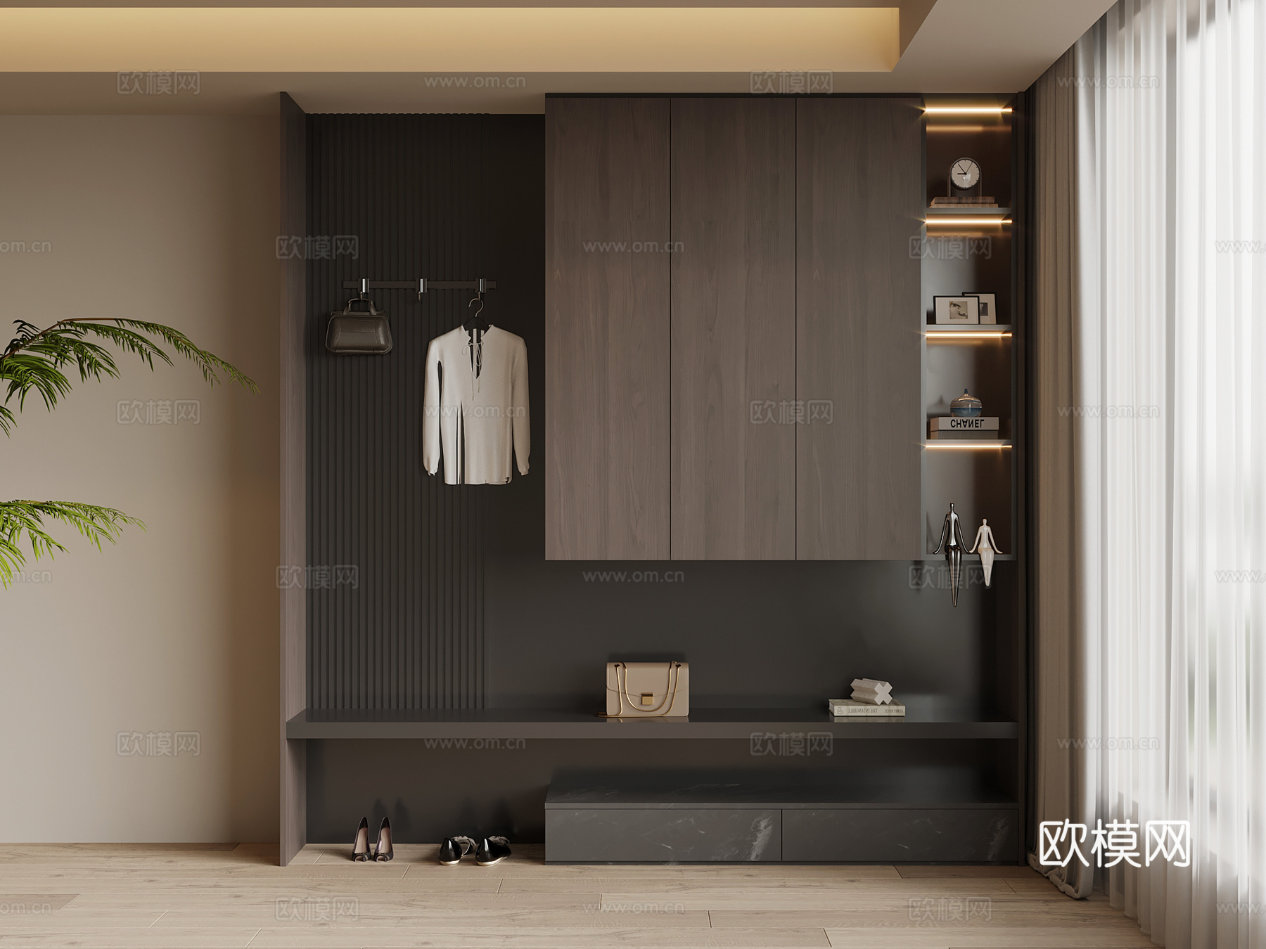 现代意式鞋柜 入户鞋柜su模型