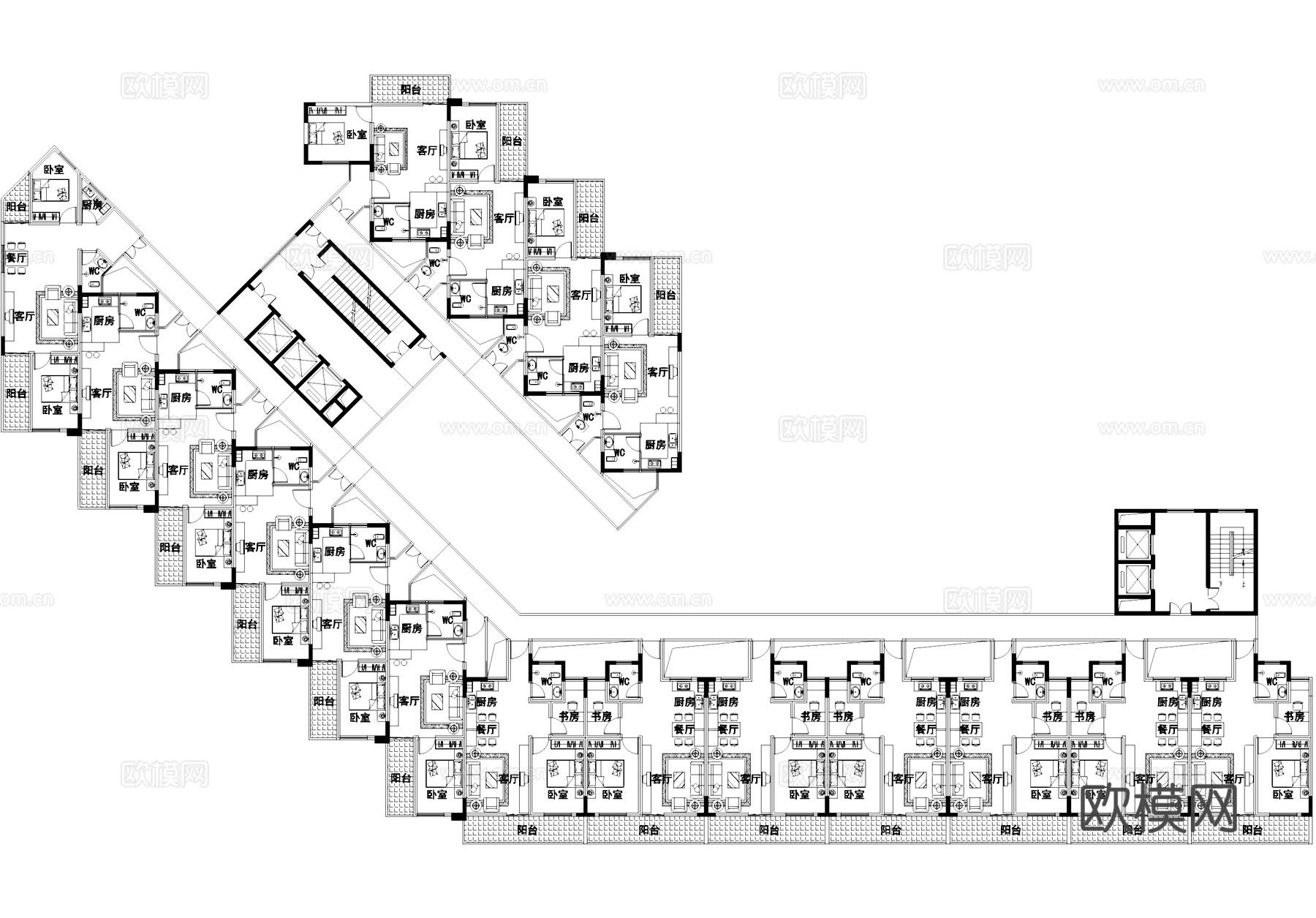 公寓户型图平面CAD施工图cad施工图