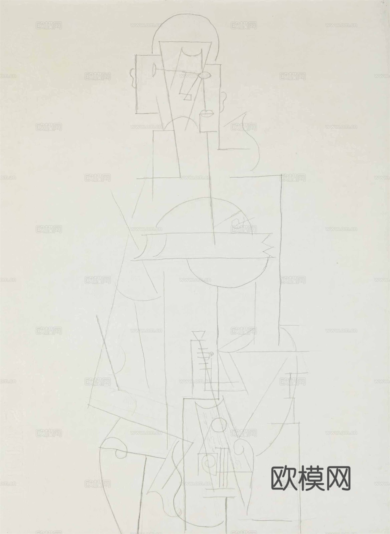 毕加索立体主义绘画作品，现代抽象画，世界经典名画，抽象素描画下载