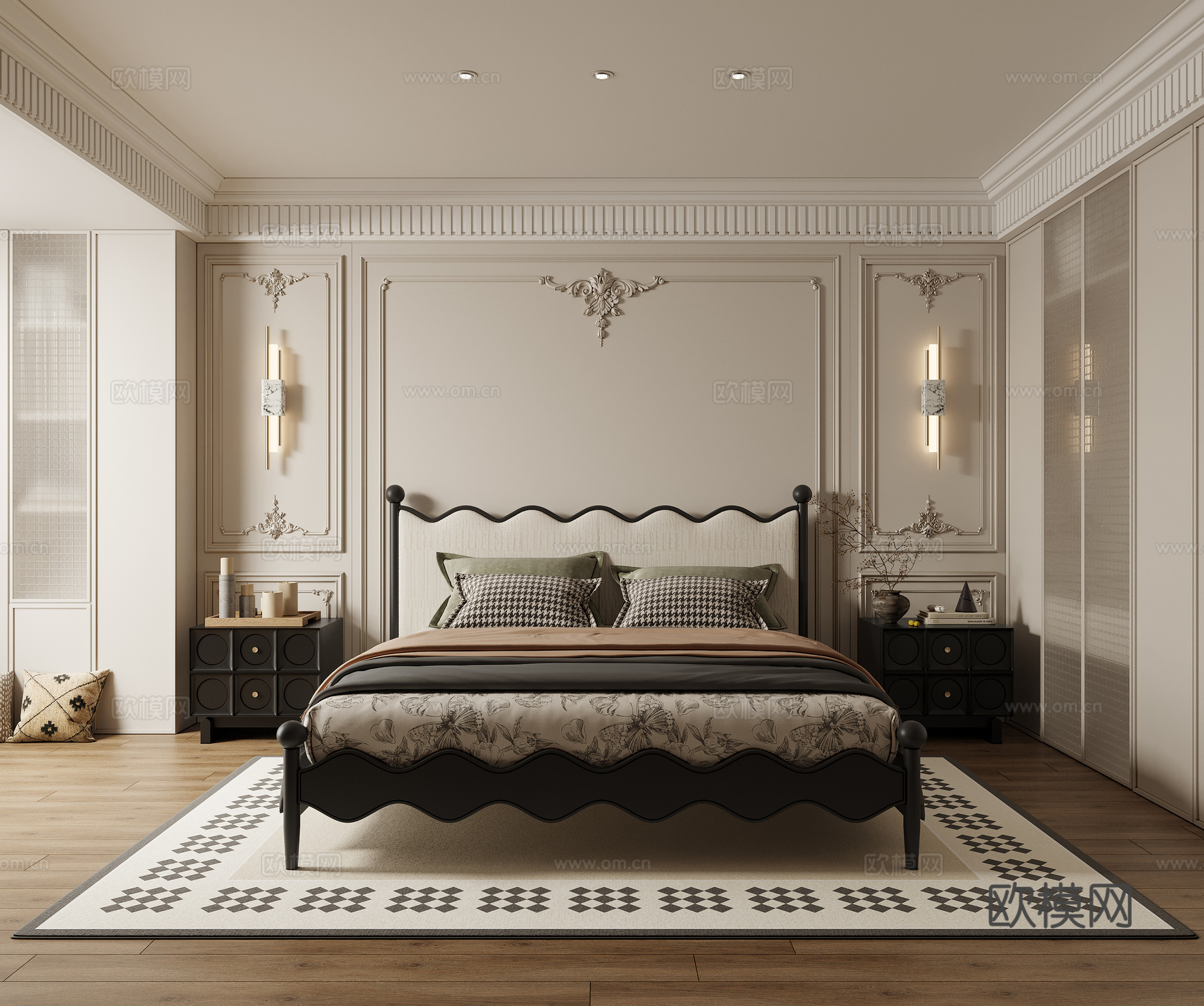 法式卧室简欧卧室su模型