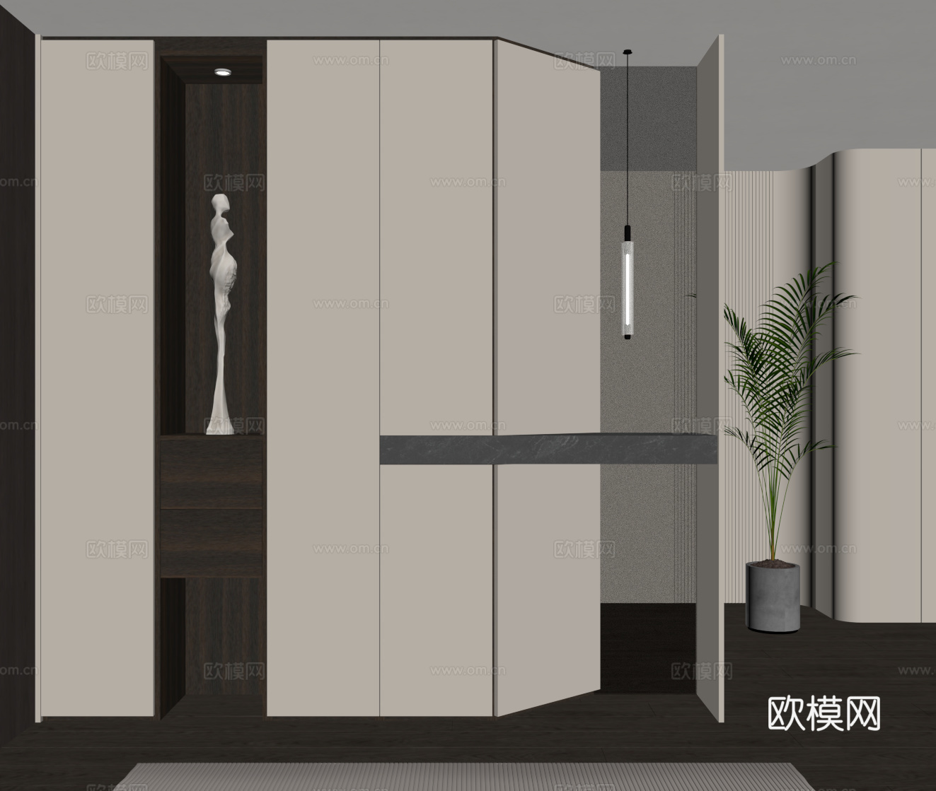 现代意式玄关柜 鞋柜su模型