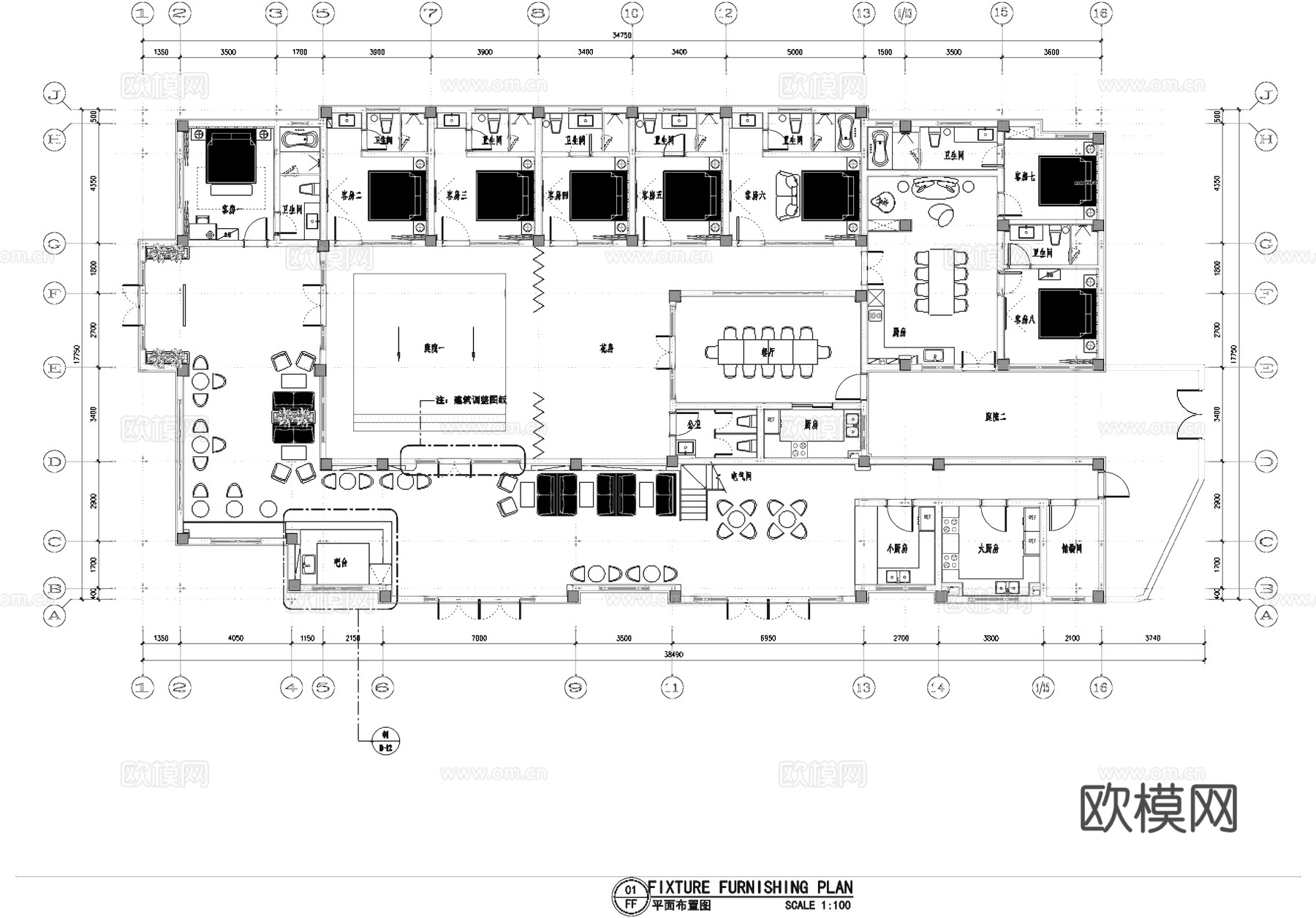 模式口26#院落民宿室内工装CAD施工图cad施工图