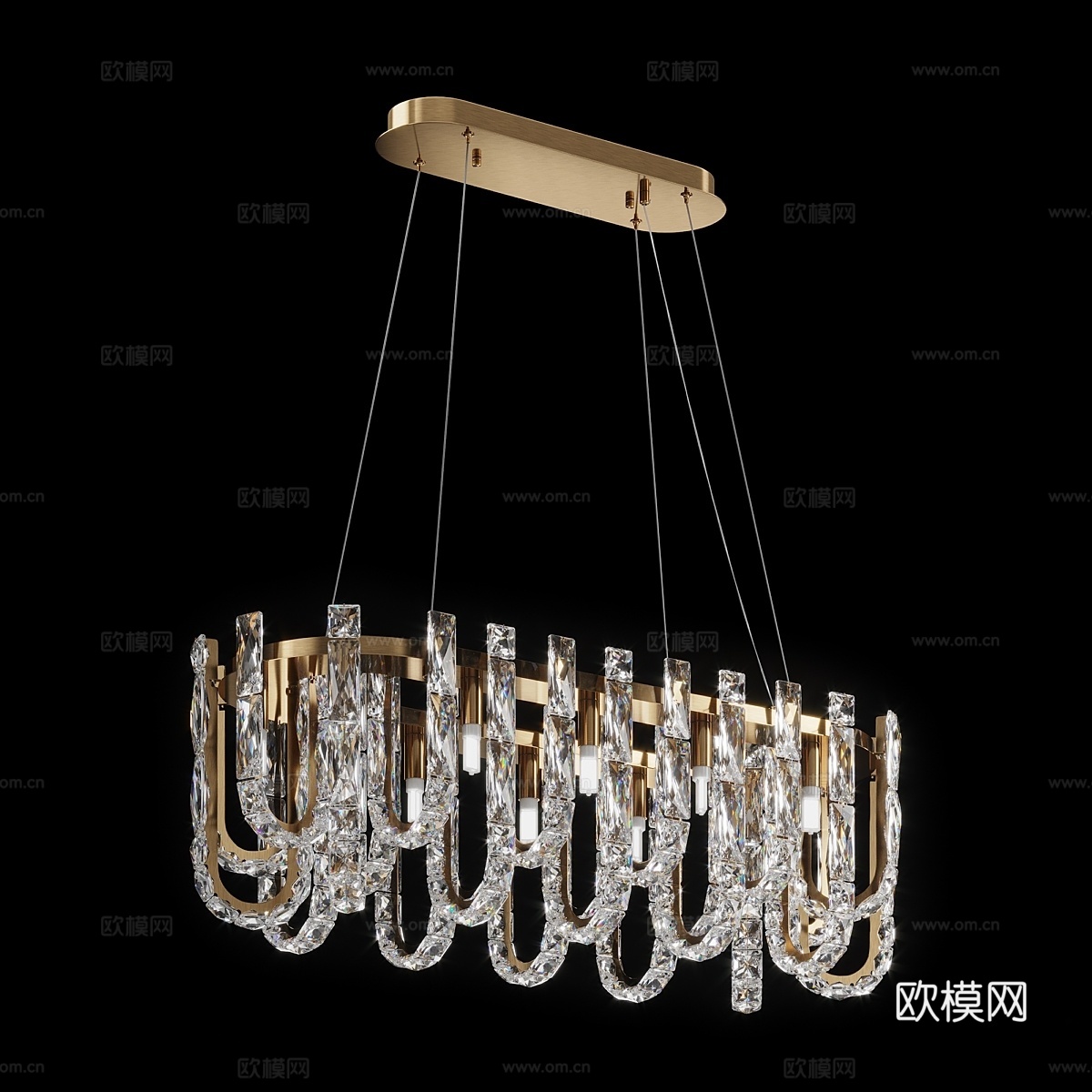 MODELUX 轻奢水晶吊灯3d模型下载（渲染图2）