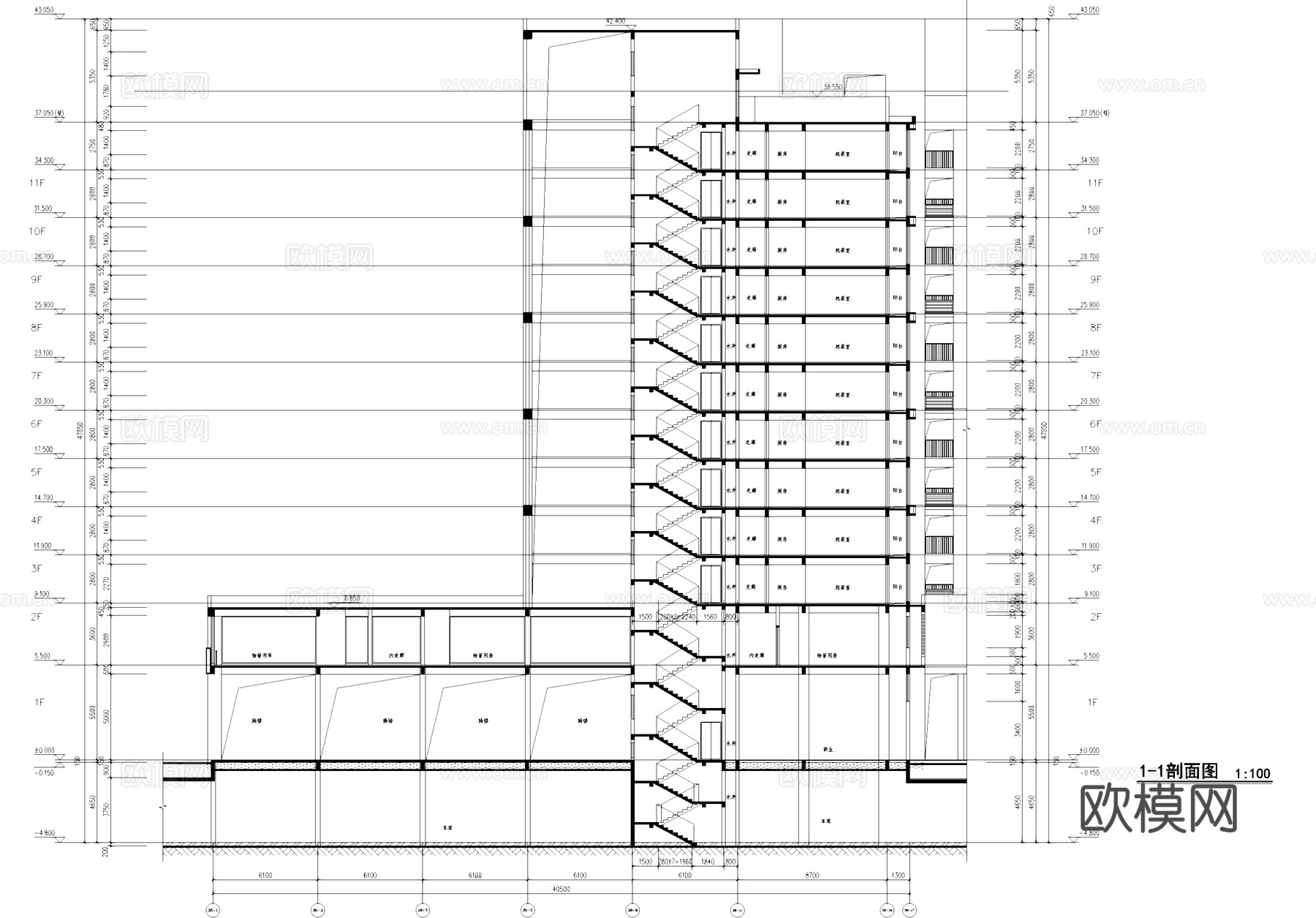 高层底商公寓楼建筑CAD施工图cad施工图