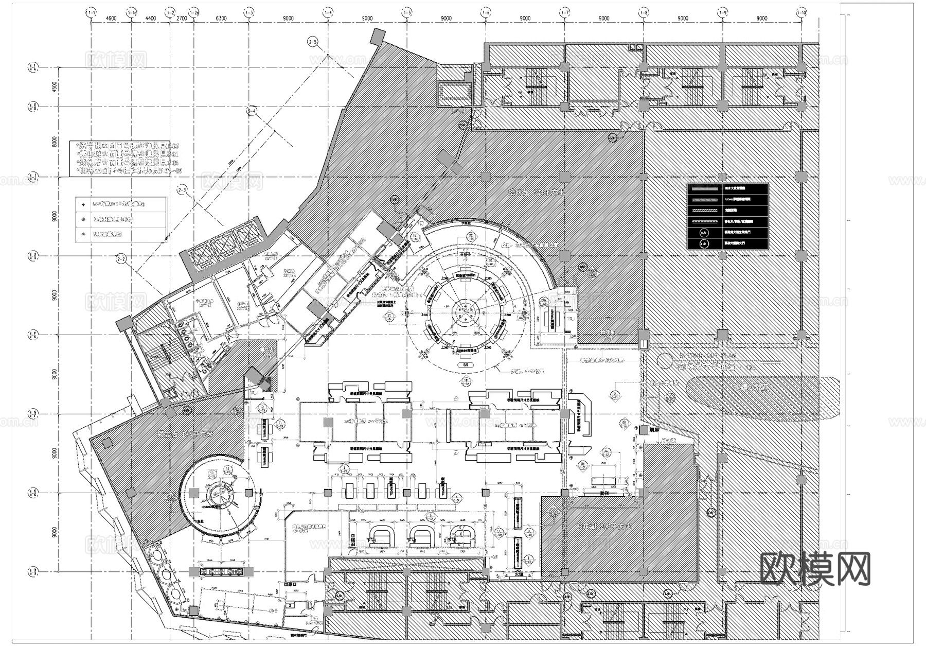 美食广场小吃城室内工装平面系统图CAD施工图cad施工图