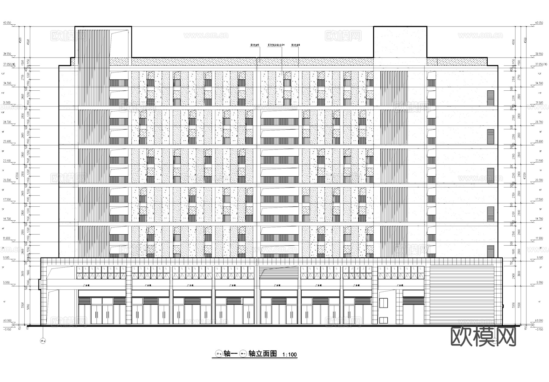 高层底商公寓楼建筑CAD施工图cad施工图