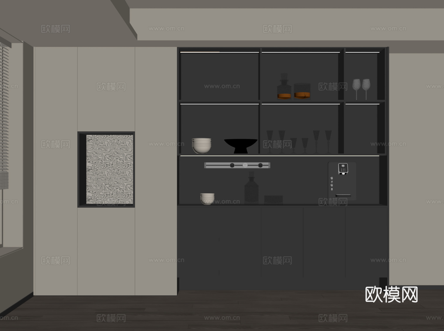 现代酒柜 餐边柜su模型