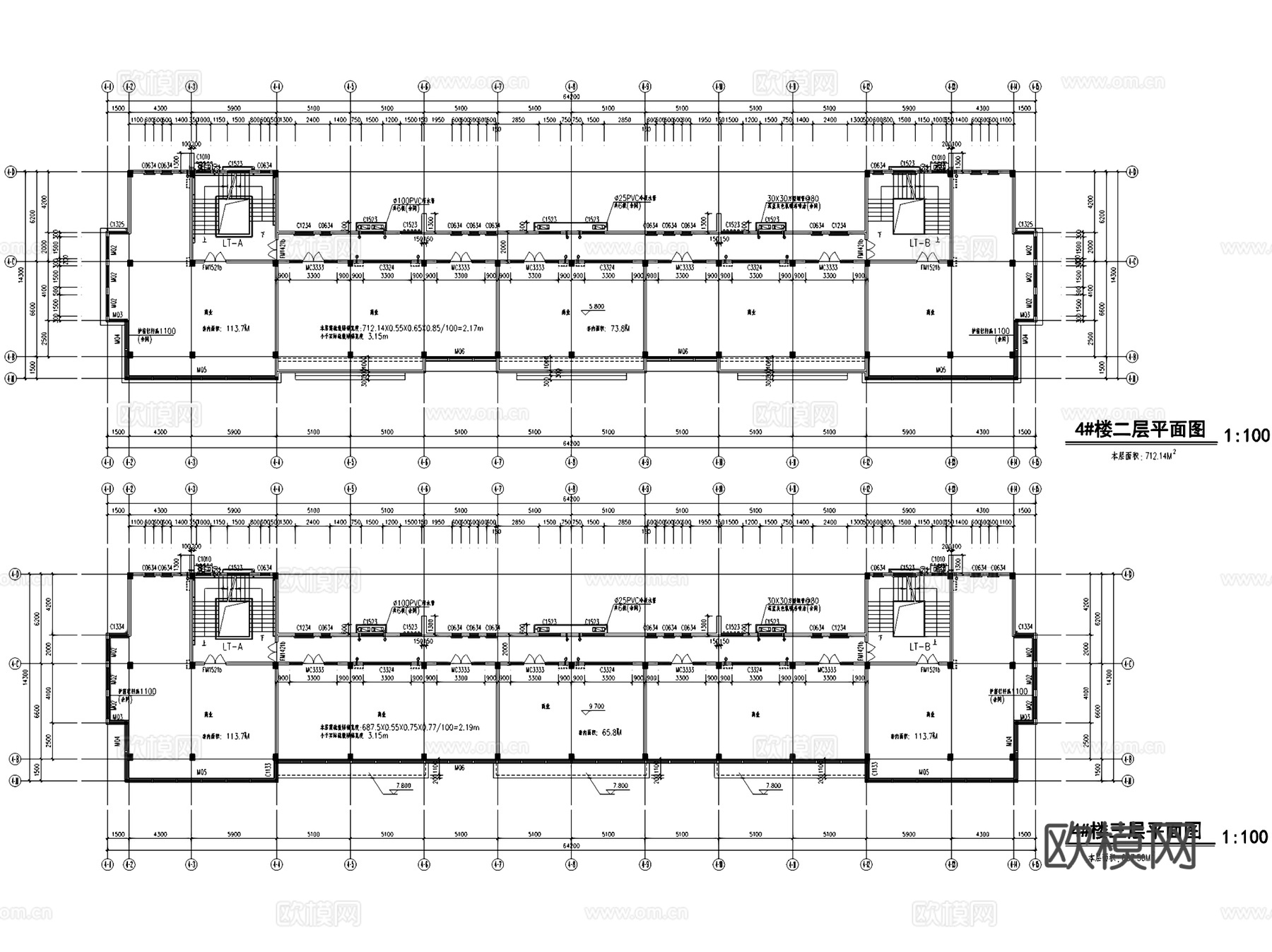 源丰紫庐营销中心售楼处临街底商建筑CAD施工图cad施工图