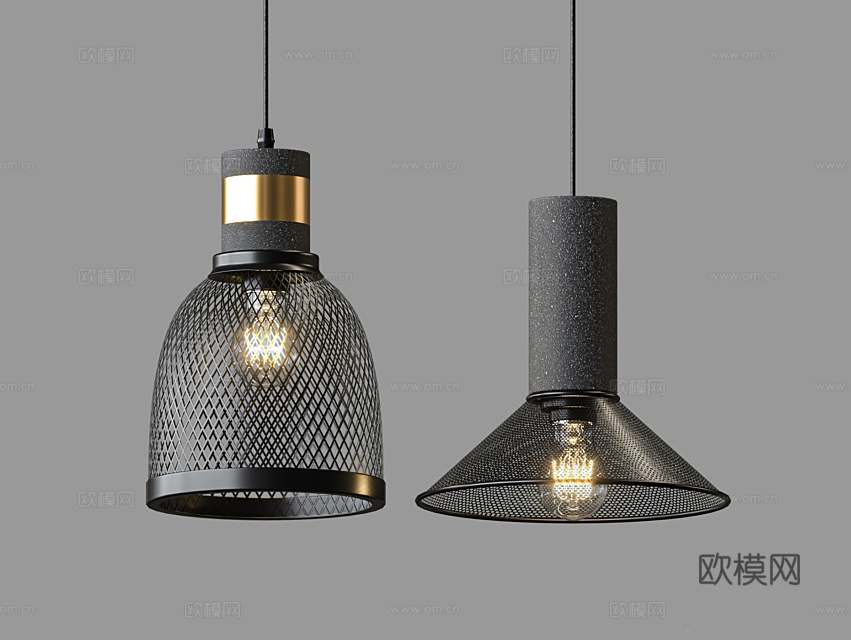 LampsShop 黑色小吊灯3d模型下载（渲染图4）