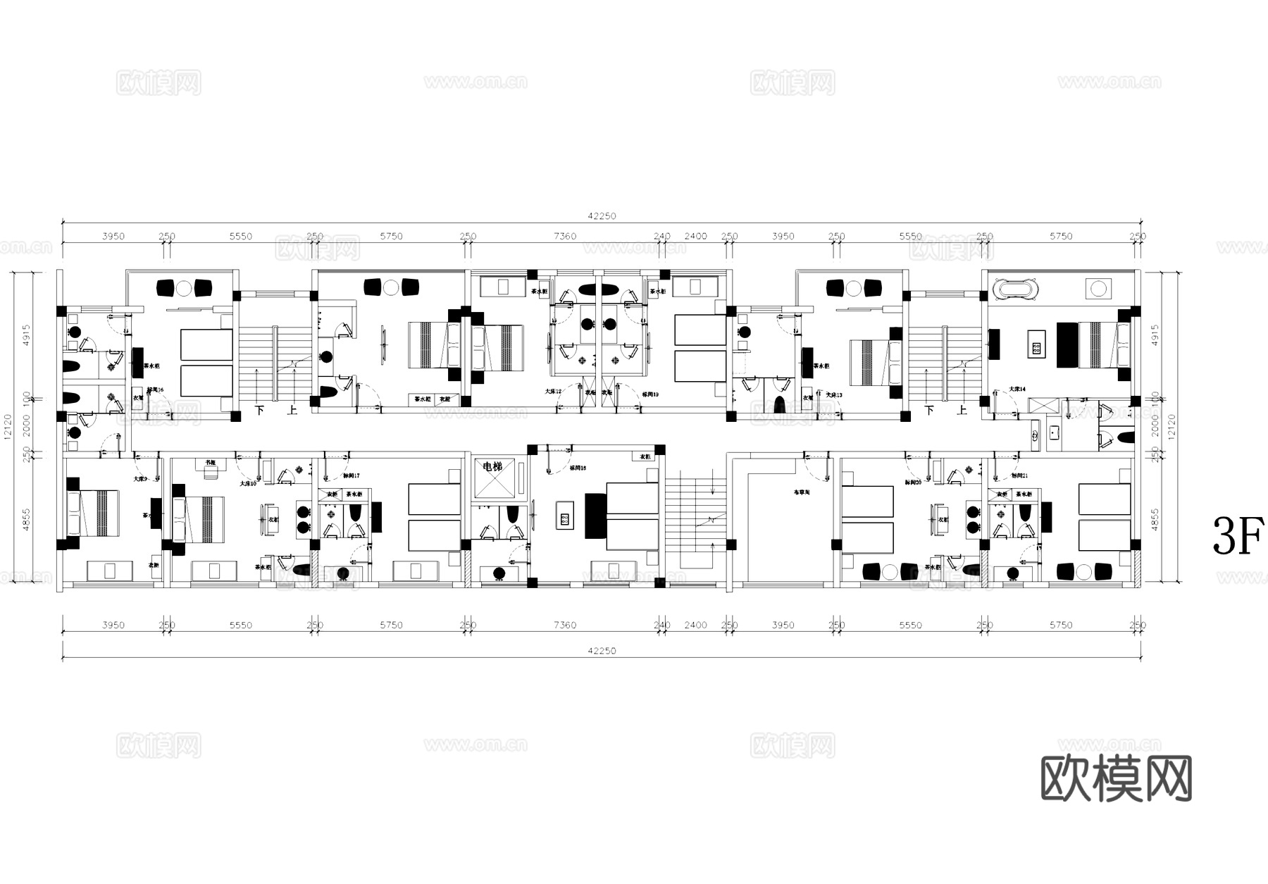 婺源花园山庄民宿酒店室内工装平面图CAD施工图cad施工图