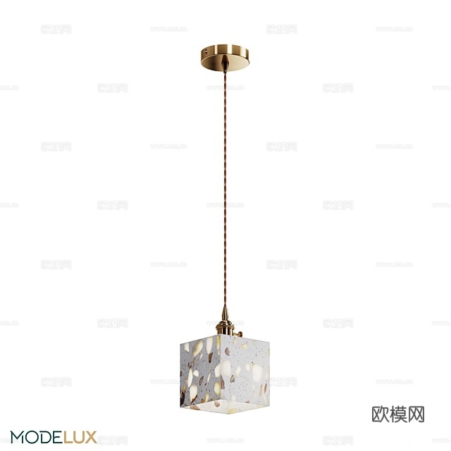 MODELUX 大理石方块吊灯3d模型下载（渲染图1）