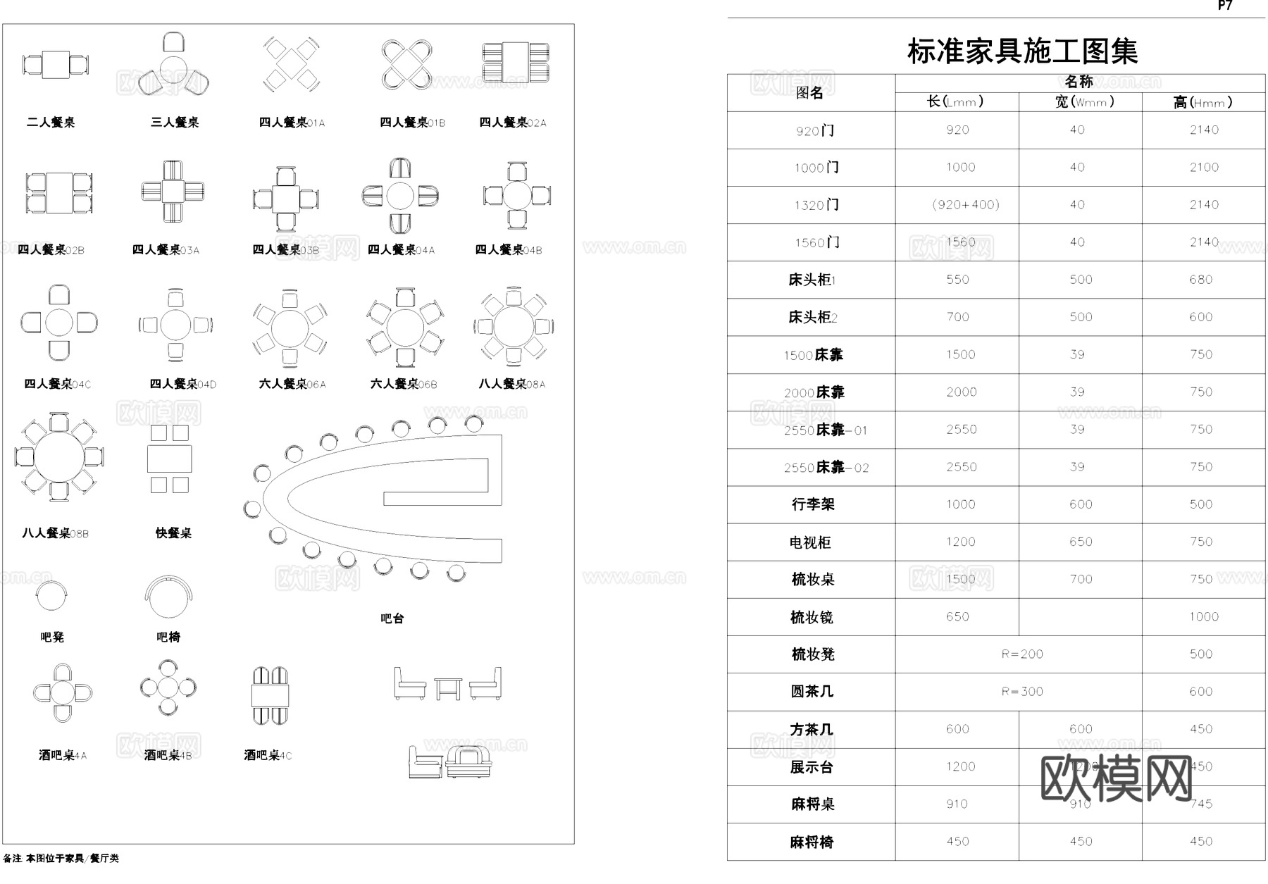 桌椅床沙发家具厨卫工装综合图库cad施工图